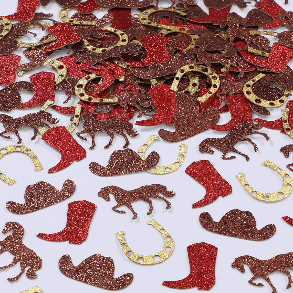 200Pcs Glitter Western Cowboy Table Confetti - Horse Race Party Decor, Birthday & Baby Shower Supplies - Perfect for Western Theme Parties, Rodeo Events, and Cowboy Birthday Celebrations