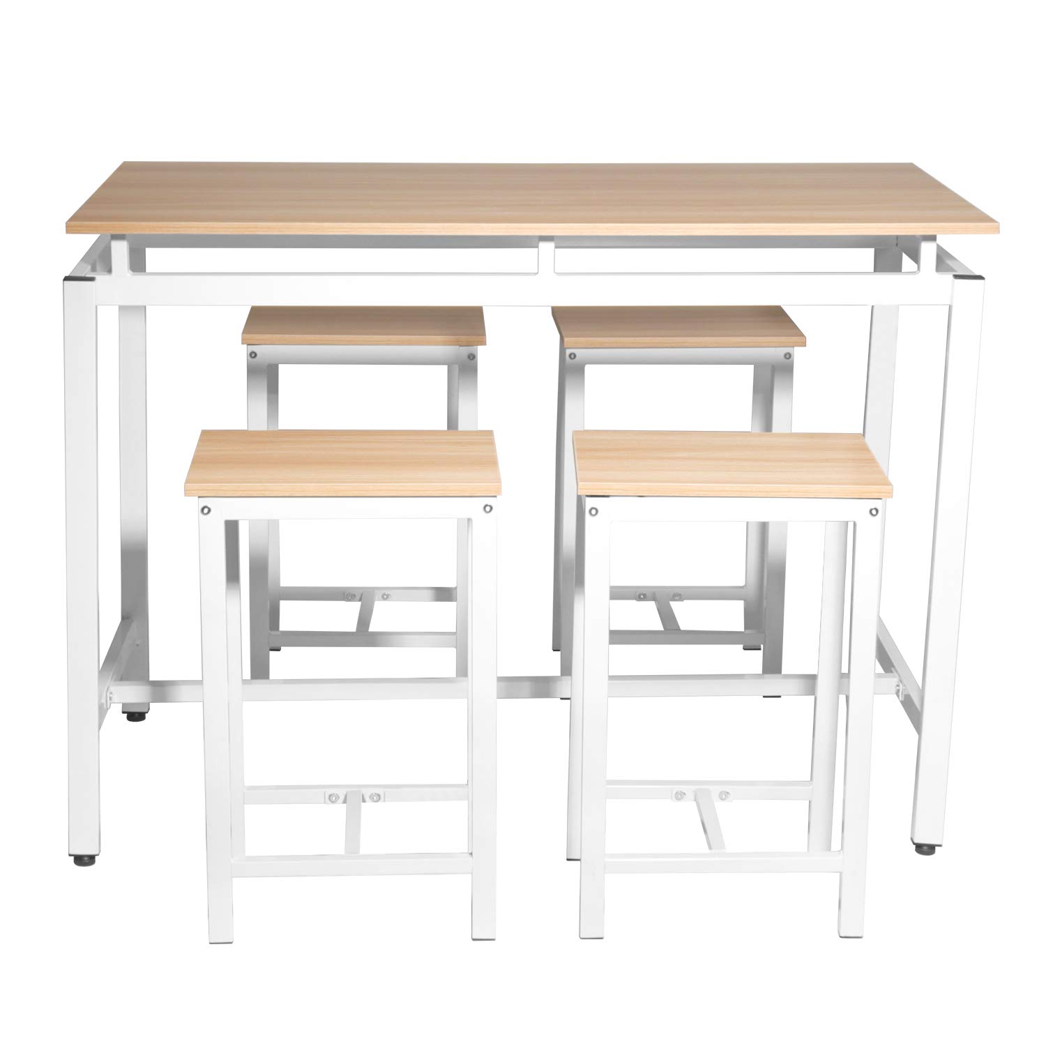 5-Piece White Kitchen Table and Chairs Set for 4 - Compact Breakfast Nook for Small Dining Rooms & Kitchens | Perfect for Family Meals, Coffee Time & Small Space Dining
