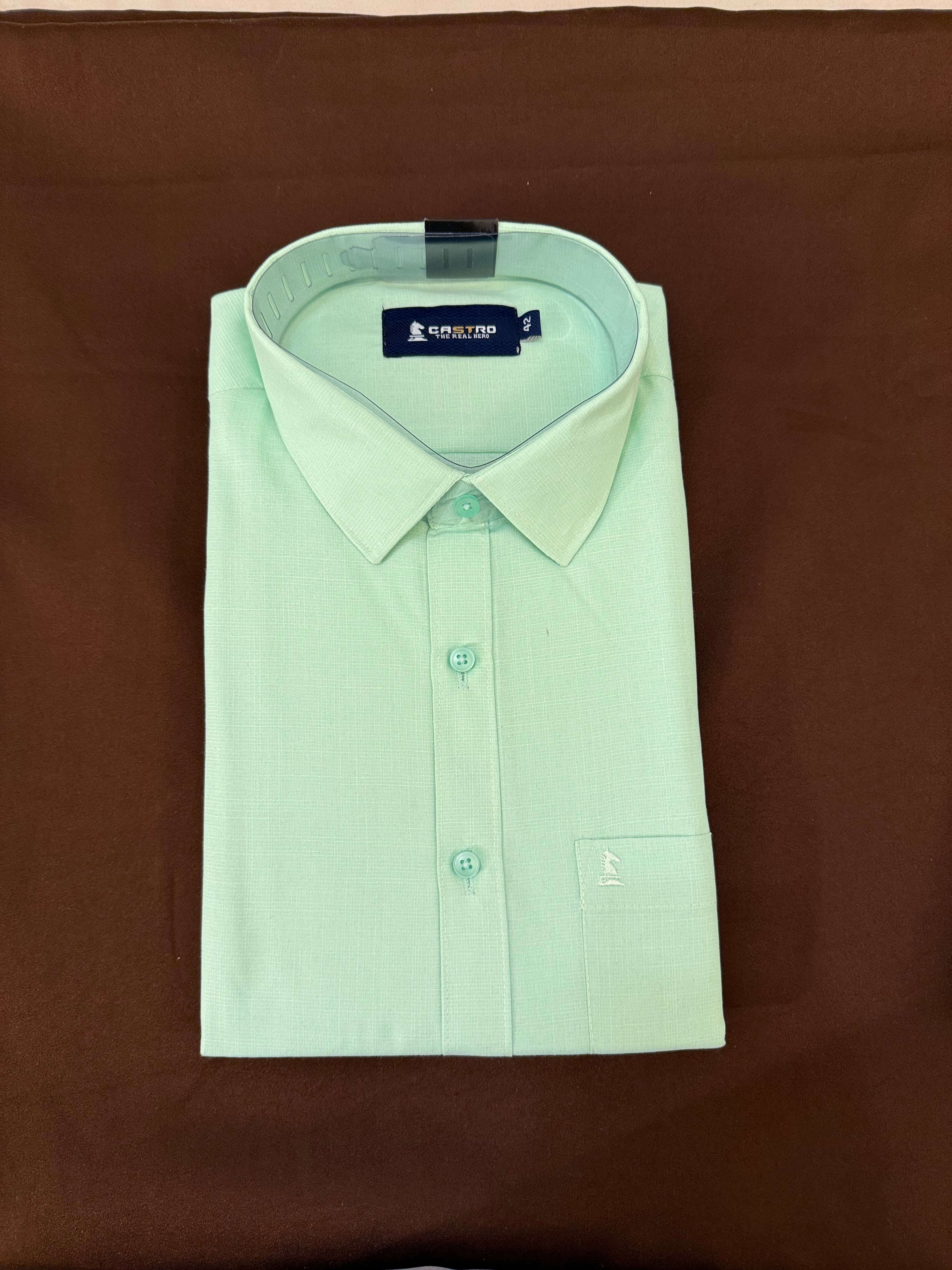 Pastel Green Men's Cotton Shirt with Border Dhoti - Comfortable & Stylish for Casual Wear, Festivals, and Traditional Events