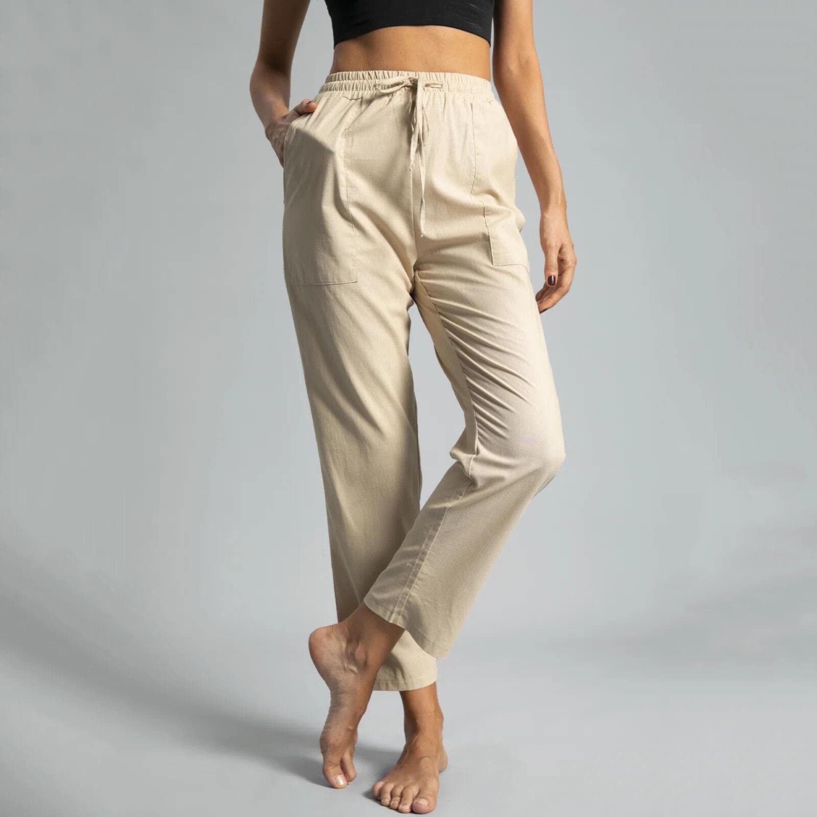 Women's Wide Leg Palazzo Pants - Elastic Waist Comfortable Straight Dress Pants with Pockets - Soft Summer Casual Work Trousers for Office, Travel & Everyday Wear