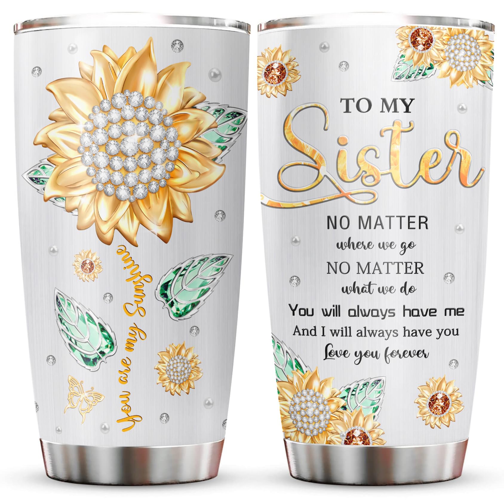 20oz Best Big & Little Sister Tumblers - Funny & Cool Coffee Mugs for Sisters from Brothers - Perfect Christmas & Birthday Gift Ideas for Sisters - Great for Home, Office & Travel Use