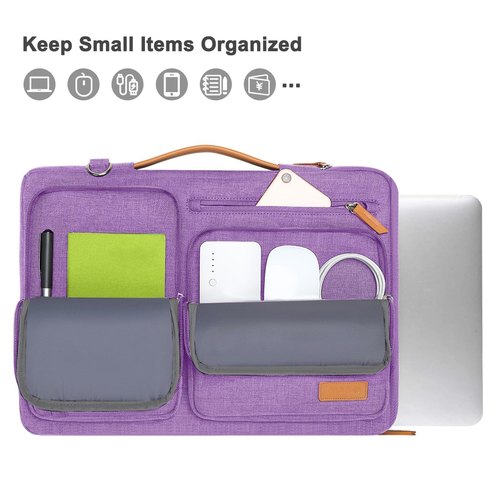 MOSISO 360 Protective Laptop Shoulder Bag for 13-13.3 Inch MacBook Pro/Air, HP, Dell, Lenovo, Asus Notebook - Water Resistant Messenger Bag with 4 Zipper Pockets & Side Access (Lilac) - Perfect for Work, School, Travel & Business Commute