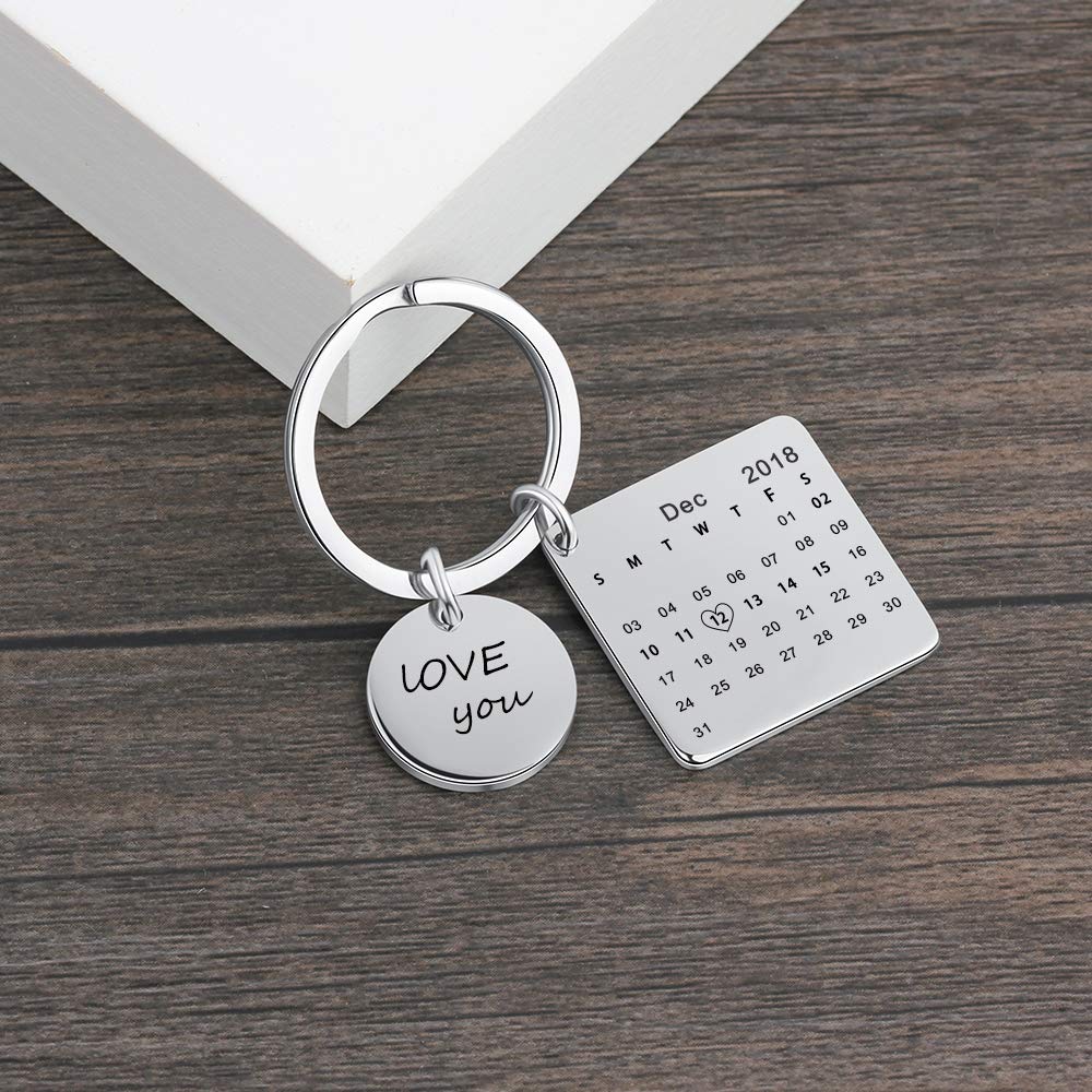 Custom Photo Keychains for Men & Women - Personalized Picture Key Rings with Calendar - Perfect Gift for Him, Her, Couples & Friends (Great for Birthdays, Anniversaries & Special Occasions)