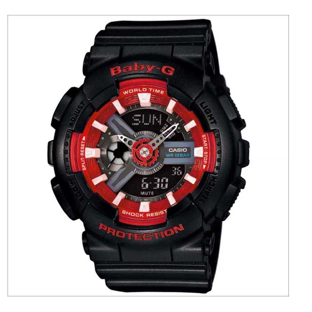 CASIO BABY-G BA-110SN-1ADR Digital Quartz Black Resin Women's Watch - Sporty & Stylish for Outdoor Activities, Fitness & Everyday Wear