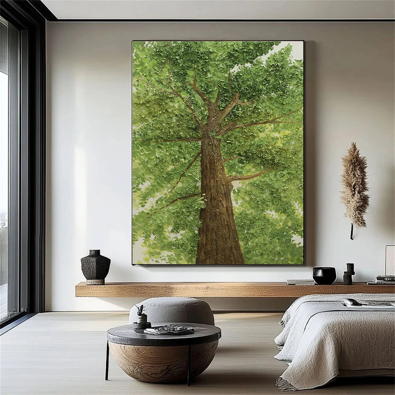 Beautiful Flower and Tree Painting #FT133 - Handmade Canvas Art for Home Decor, Living Room, Bedroom & Office Wall