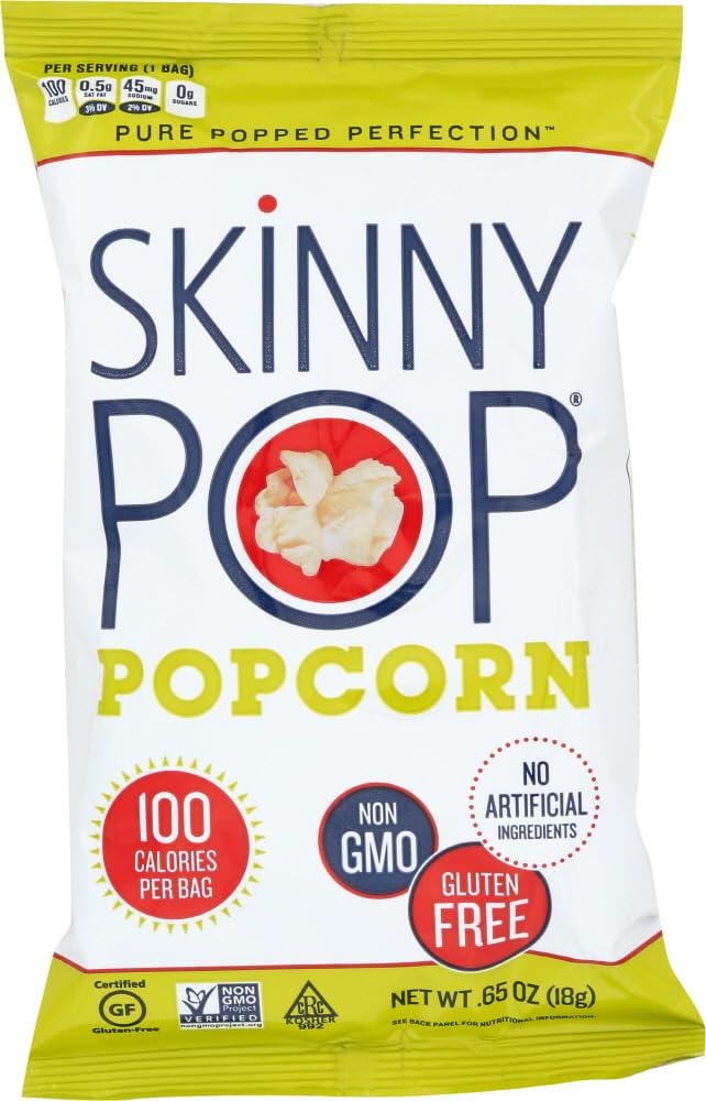 Skinny Pop Popcorn Original - 120 Count (0.65 oz Bags) | Healthy Snack for Office, School & Movie Nights | Gluten Free & Non-GMO
