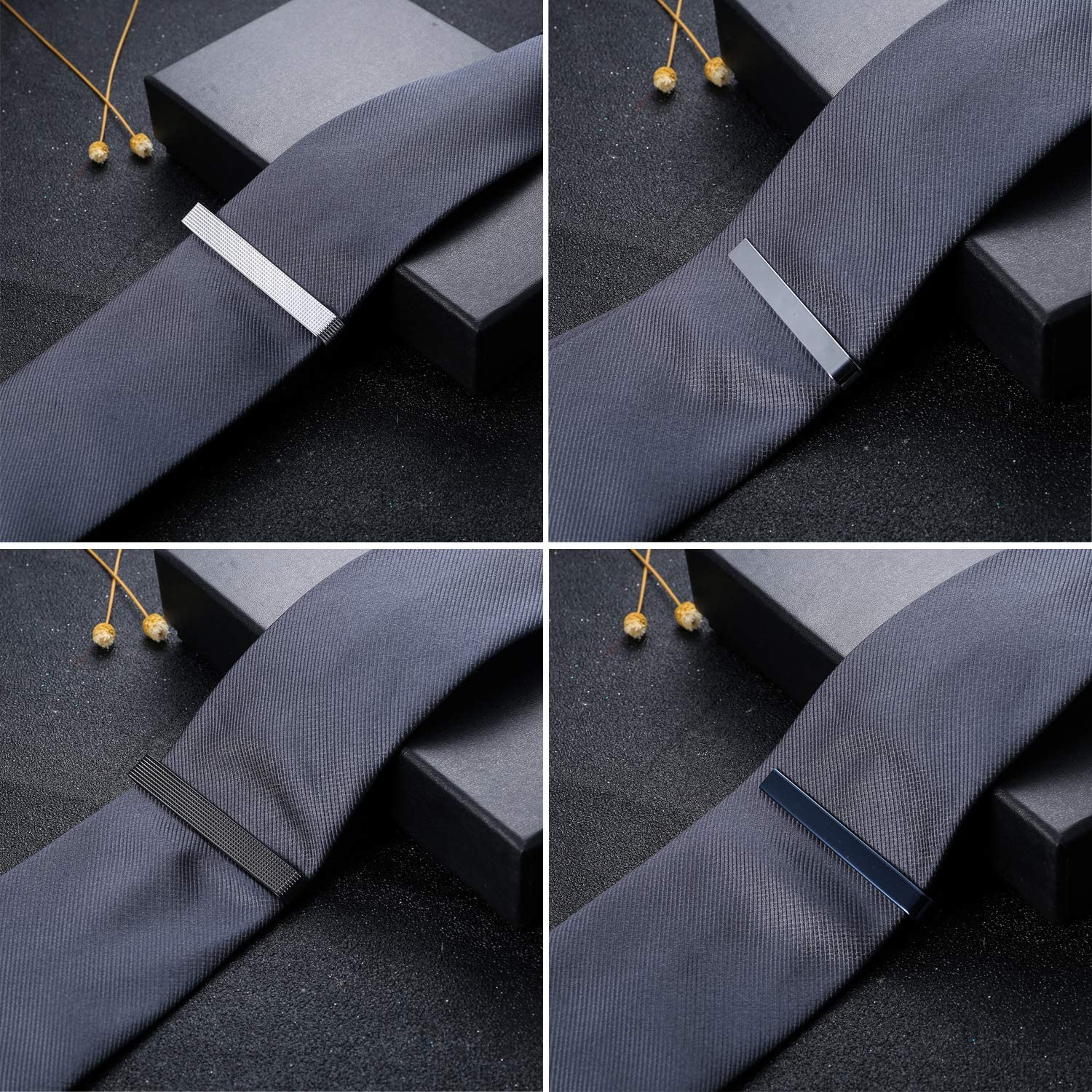JOERICA 10 Pcs Premium Tie Clips Set for Men - Stainless Steel Tie Bar & Necktie Pins for Wedding, Business & Formal Occasions - Includes Gift Box - Perfect Gifts for Groomsmen, Fathers & Professionals