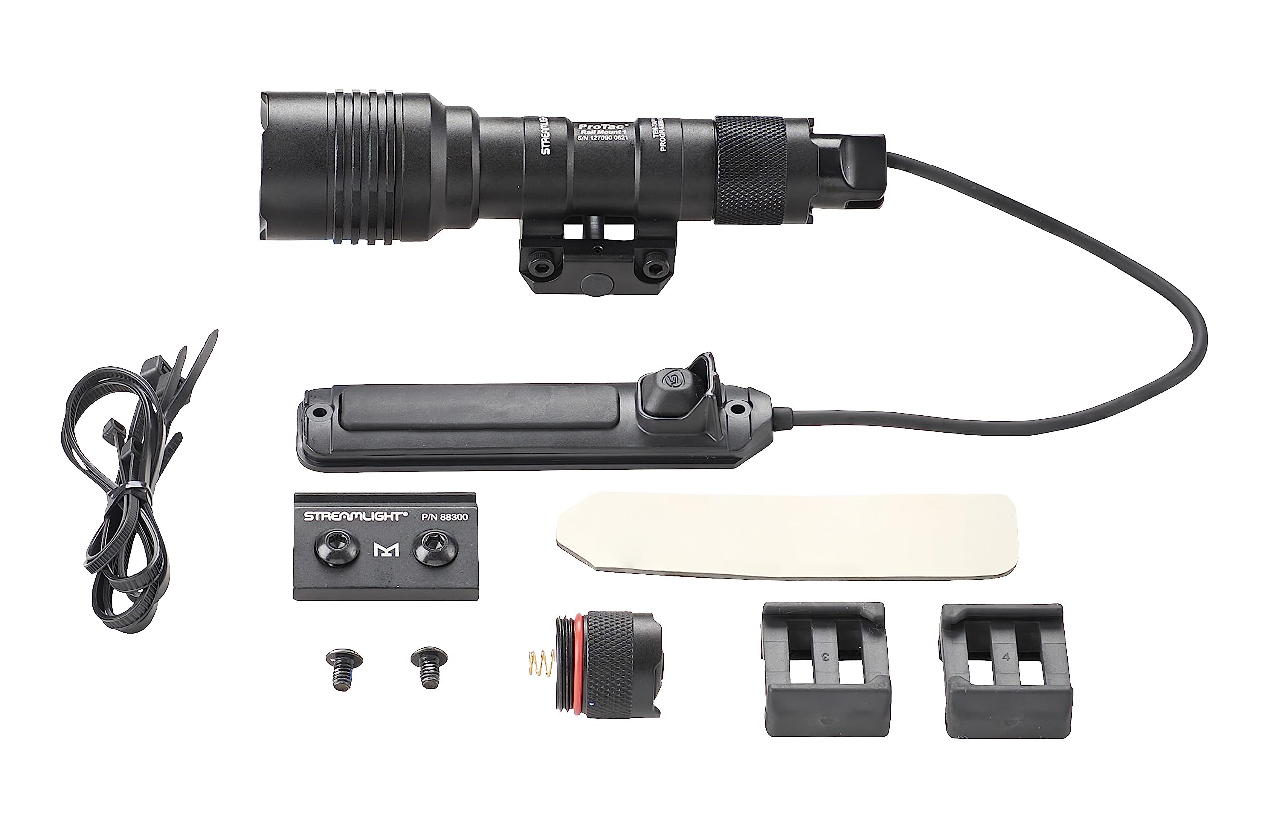 Streamlight 88058 ProTac Rail Mount 1 Tactical Flashlight - 350 Lumen Multi-Fuel Weapon Light with CR123A Batteries, Pressure Switch & Tail Cap (Black) | Perfect for Hunting, Home Defense & Tactical Operations