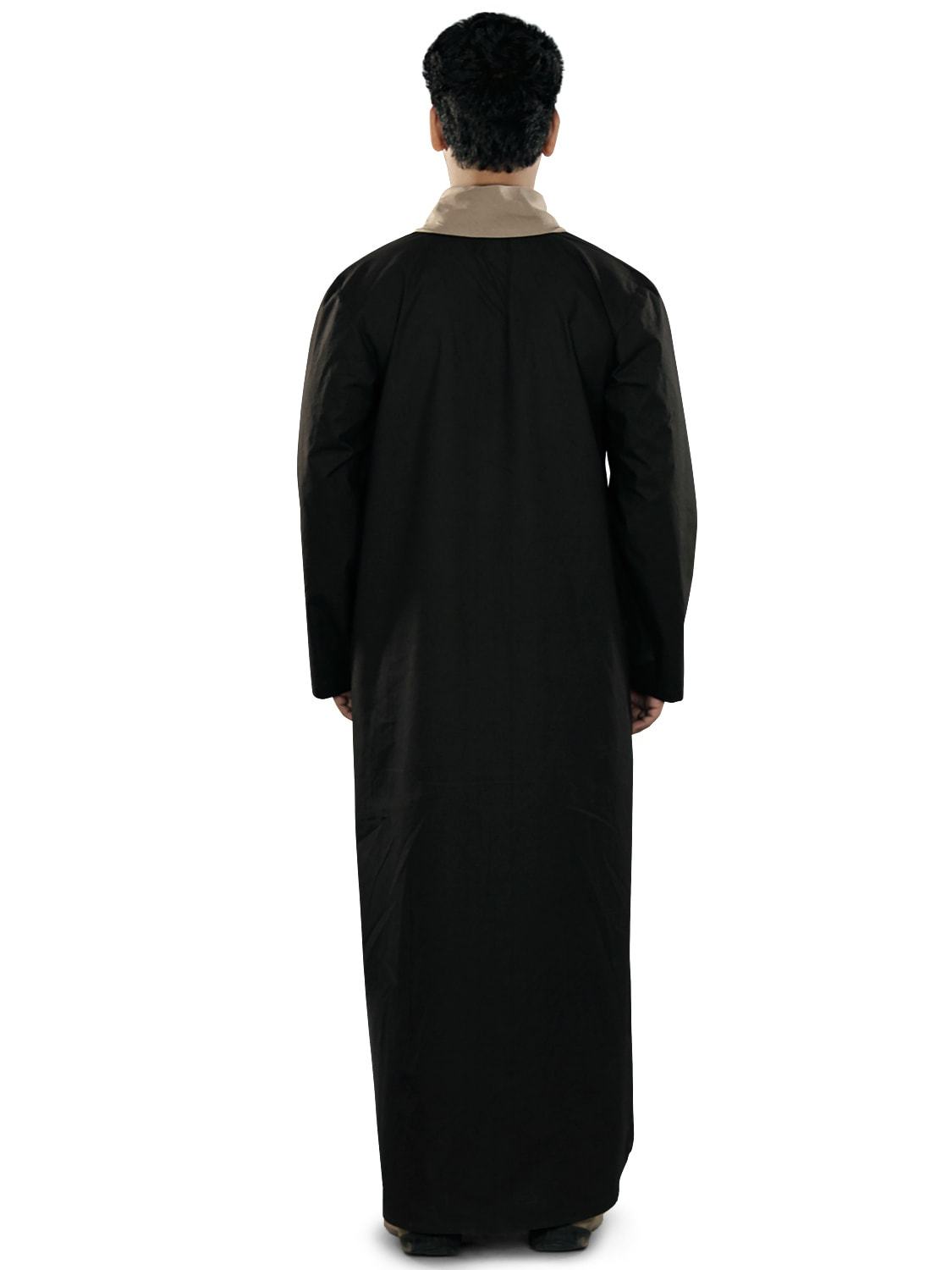 Afzal Black Galabiyya - Traditional Islamic Robe for Men - Comfortable & Stylish Prayer Dress for Mosque & Home Wear