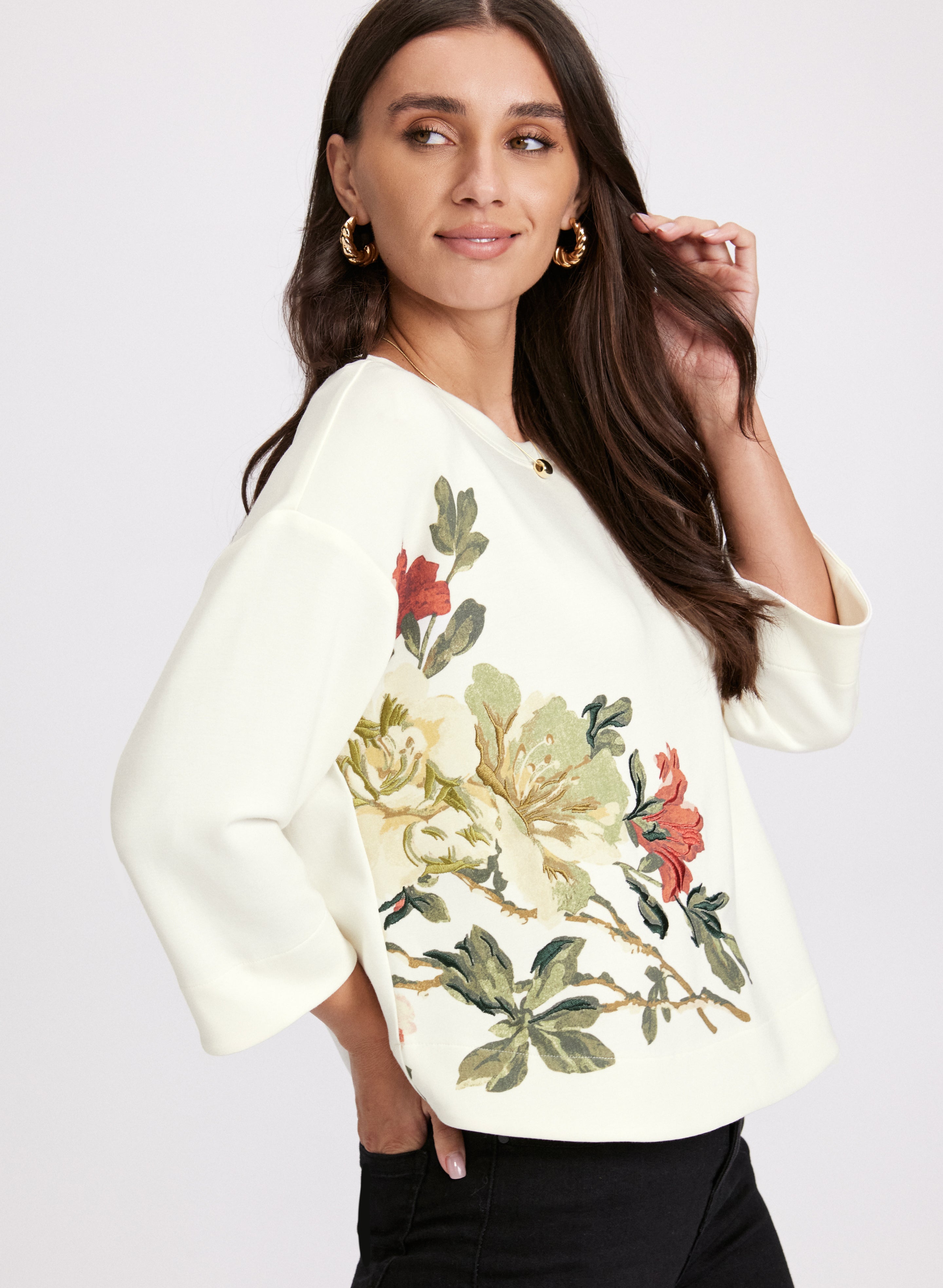 Floral Print Top for Women - Stylish Blouse with Floral Placement Design - Perfect for Casual Outings, Dates, and Summer Fashion