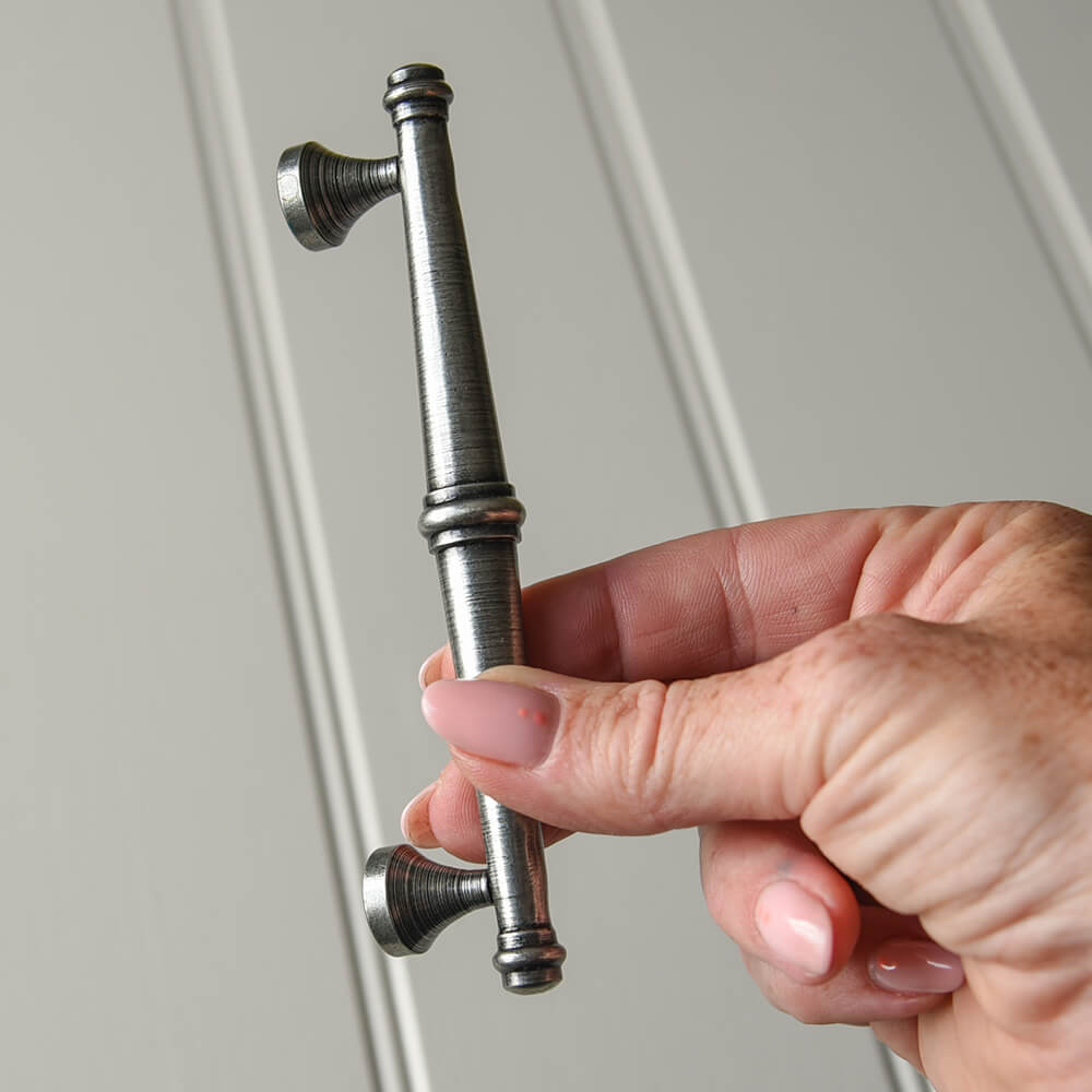 Antique Pewter Regency Style Cabinet Pull Handle - Vintage Drawer Knob for Kitchen, Bathroom & Furniture - Perfect for Home Renovation & DIY Projects