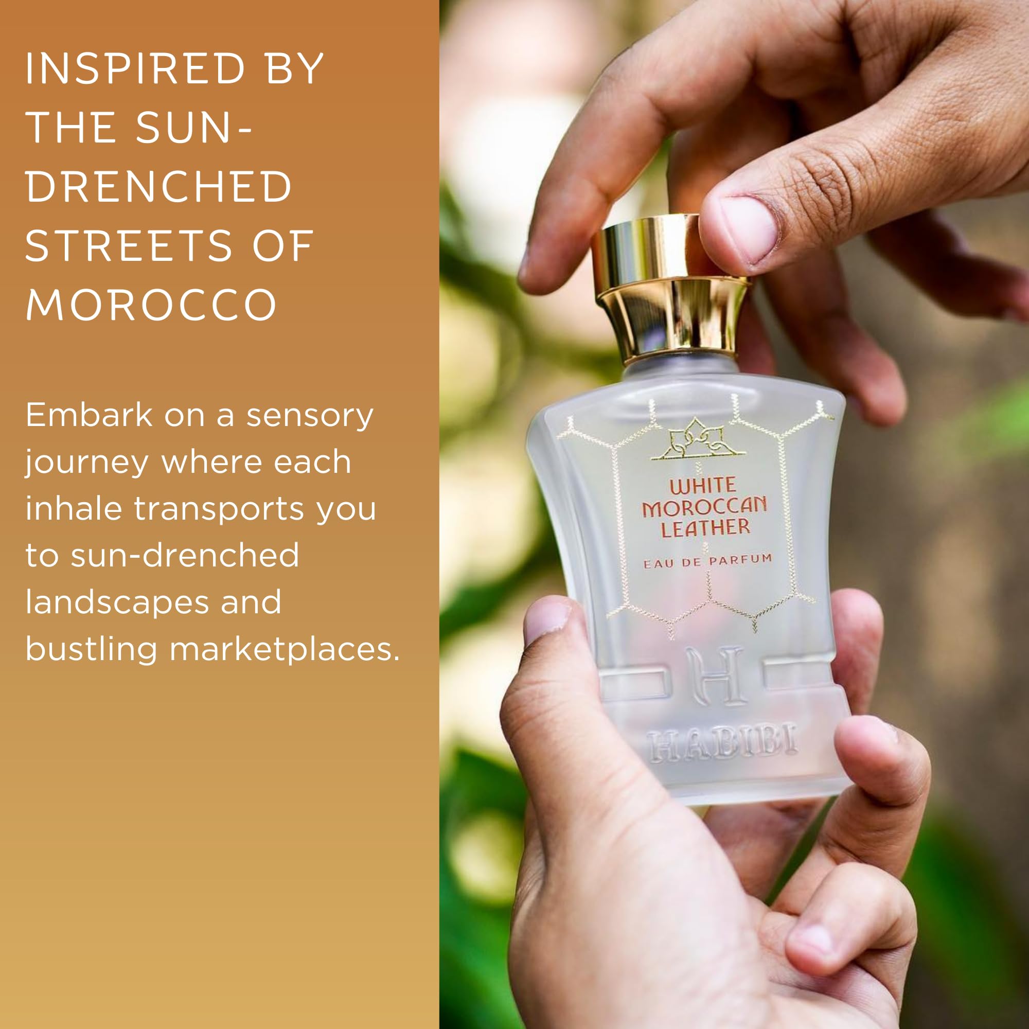 Premium White Moroccan Leather Cologne for Men - Long Lasting Eau de Parfum Spray (2.5 Oz) | Exotic Sandalwood, Amber & Leather Fragrance | Perfect for Date Night, Office & Special Occasions