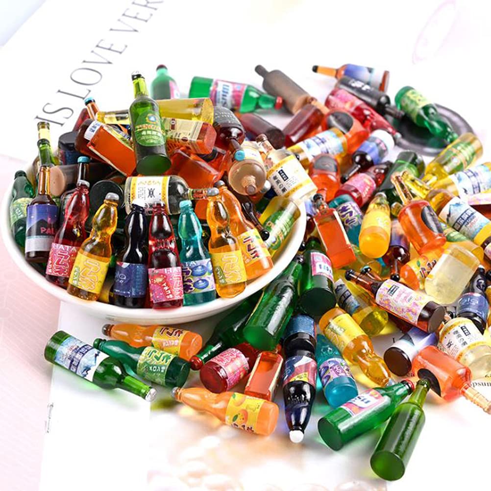 60Pcs Miniature Food & Drink Bottles for Dollhouse - Tiny Kitchen Play Set, Party Favors, DIY Mini Garden Accessories - Perfect for Dollhouse Decor, Kids Pretend Play & Miniature Collectors