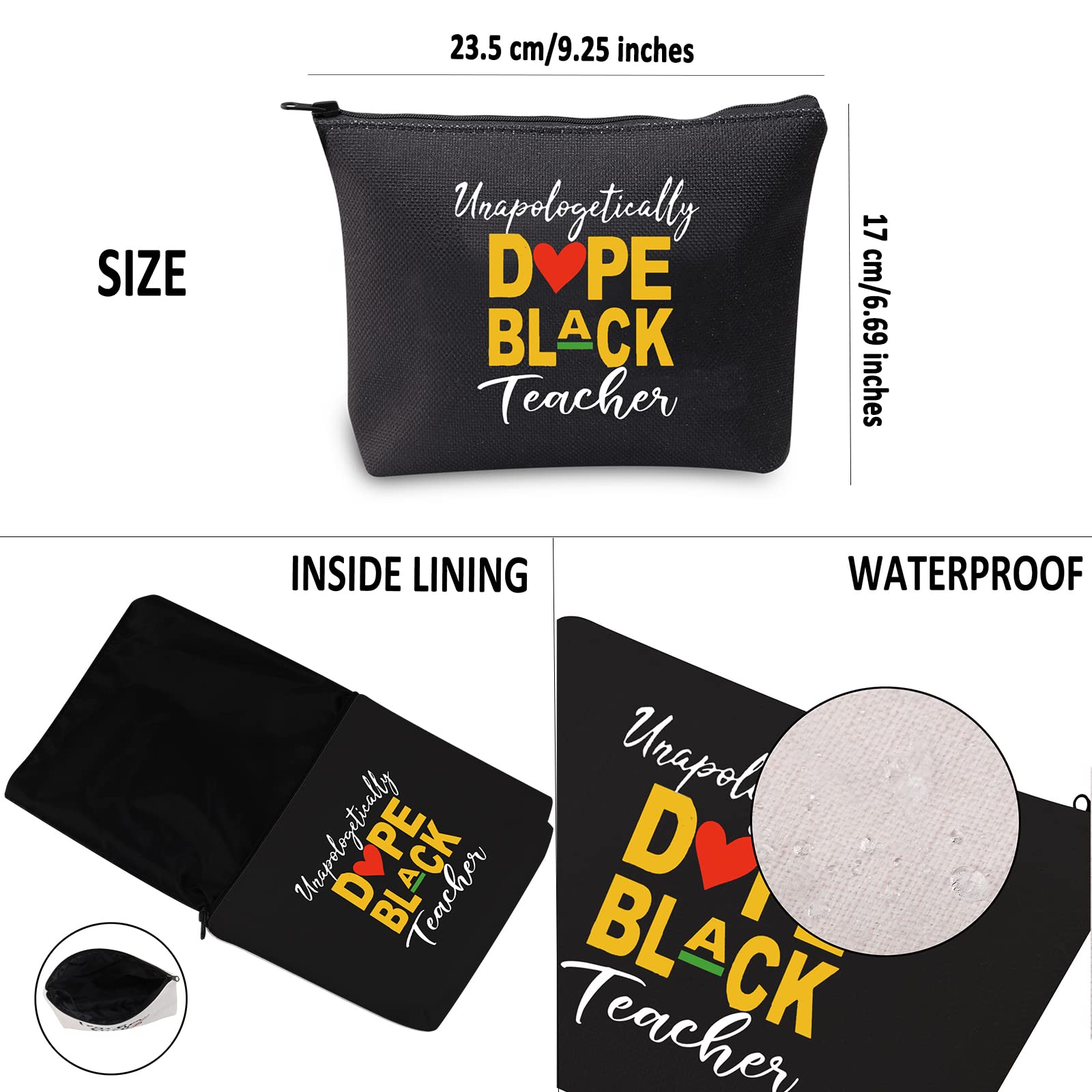 G2TUP Afro Black Teacher Makeup Bag - African Pride Gift for Educators
