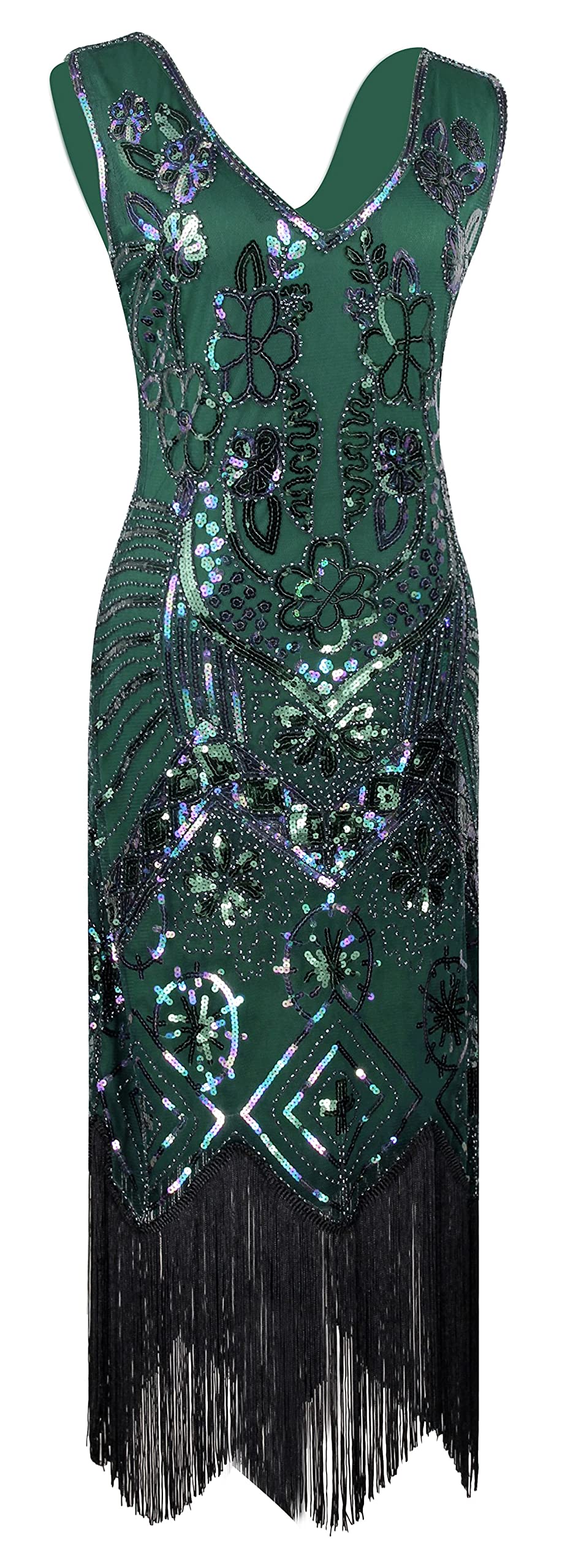 Vintage 1920s Art Deco Flapper Dress for Women - Sequin Fringed Gatsby Party Dress | Roaring 20s Costume, Great Gatsby Theme Party, Halloween, Burlesque Show & Jazz Age Outfit