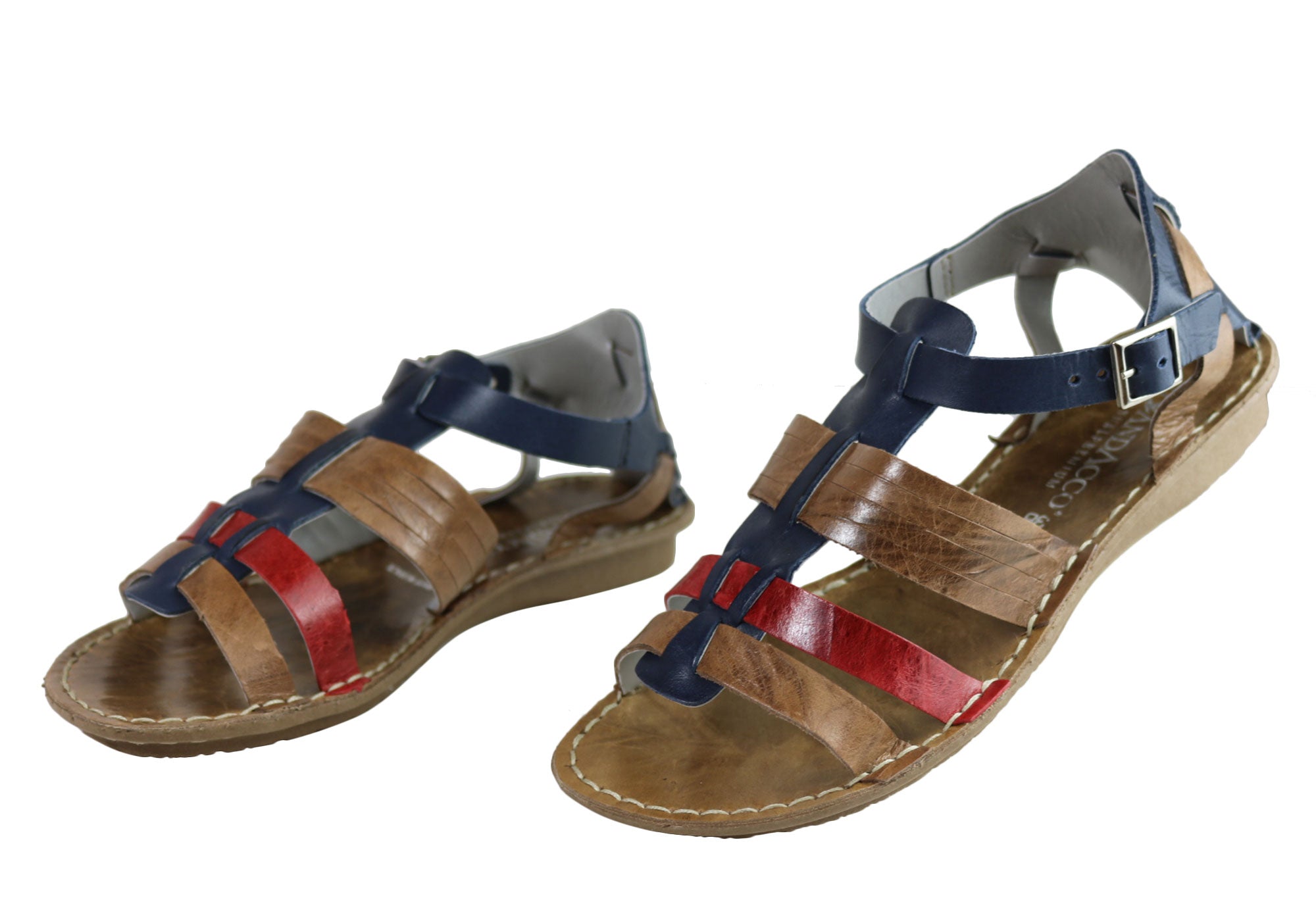 Andacco Augustine Women's Comfort Flat Leather Sandals - Handmade in Brazil - Perfect for Summer, Beach & Casual Outings