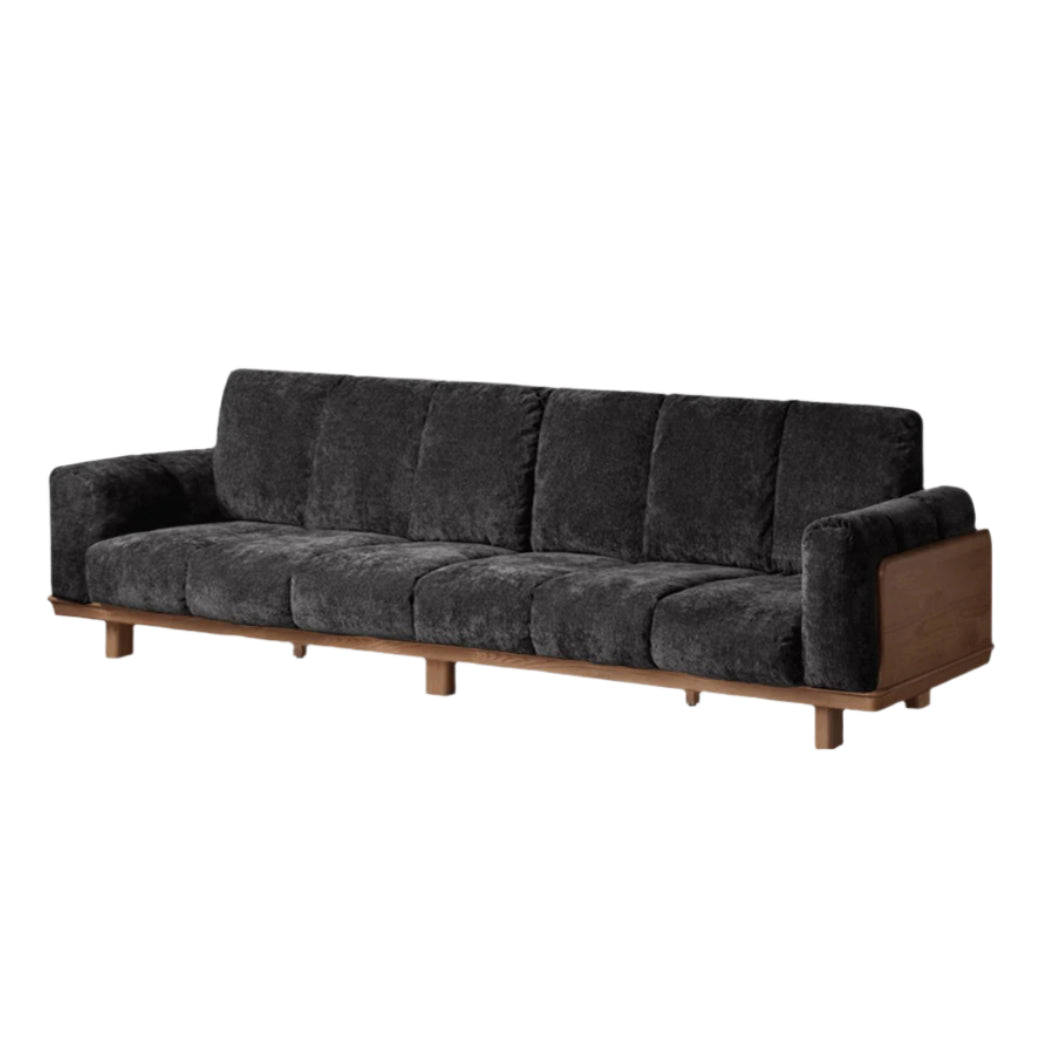 129.1x35.4x36.2 inch / 328x90x92 cm / Rich Dark Walnut Color / black walnut sofa chenille dark black