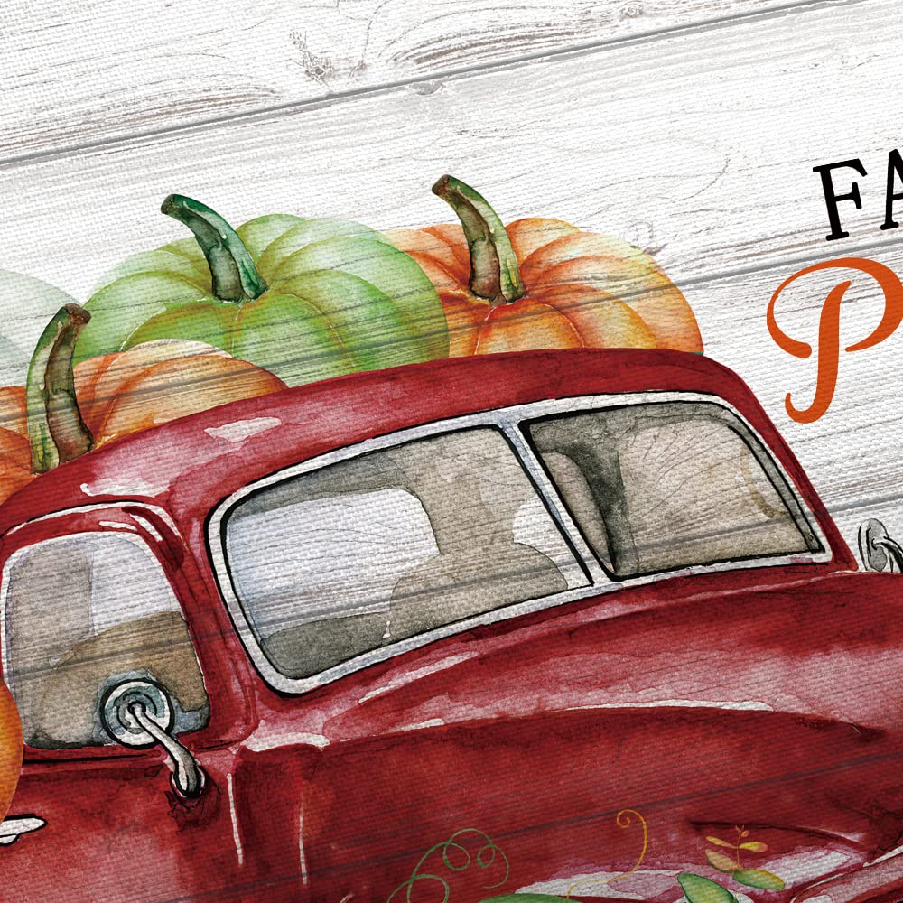 Thanksgiving Shower Curtain Set - Autumn Farmhouse Red Truck & Maple Leaf Design, 69x72 Inch Bathroom Decor with Hooks Included | Perfect for Fall, Halloween & Farmhouse Style Bathrooms