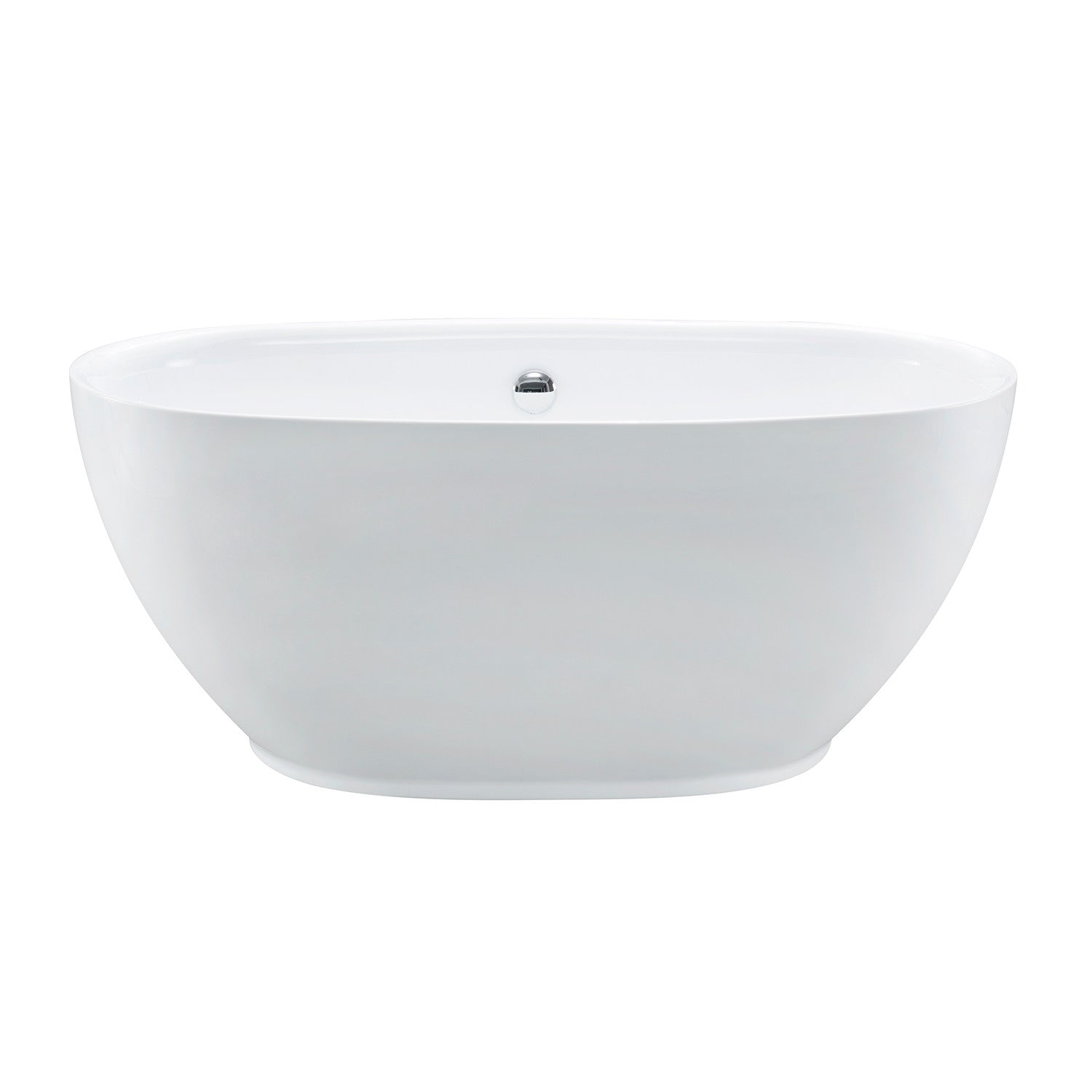 Aqua Eden 55 Inch Acrylic Oval Freestanding Bathtub - Glossy White Double Ended Soaking Tub with Drain - Perfect for Luxury Bathroom & Spa Relaxation