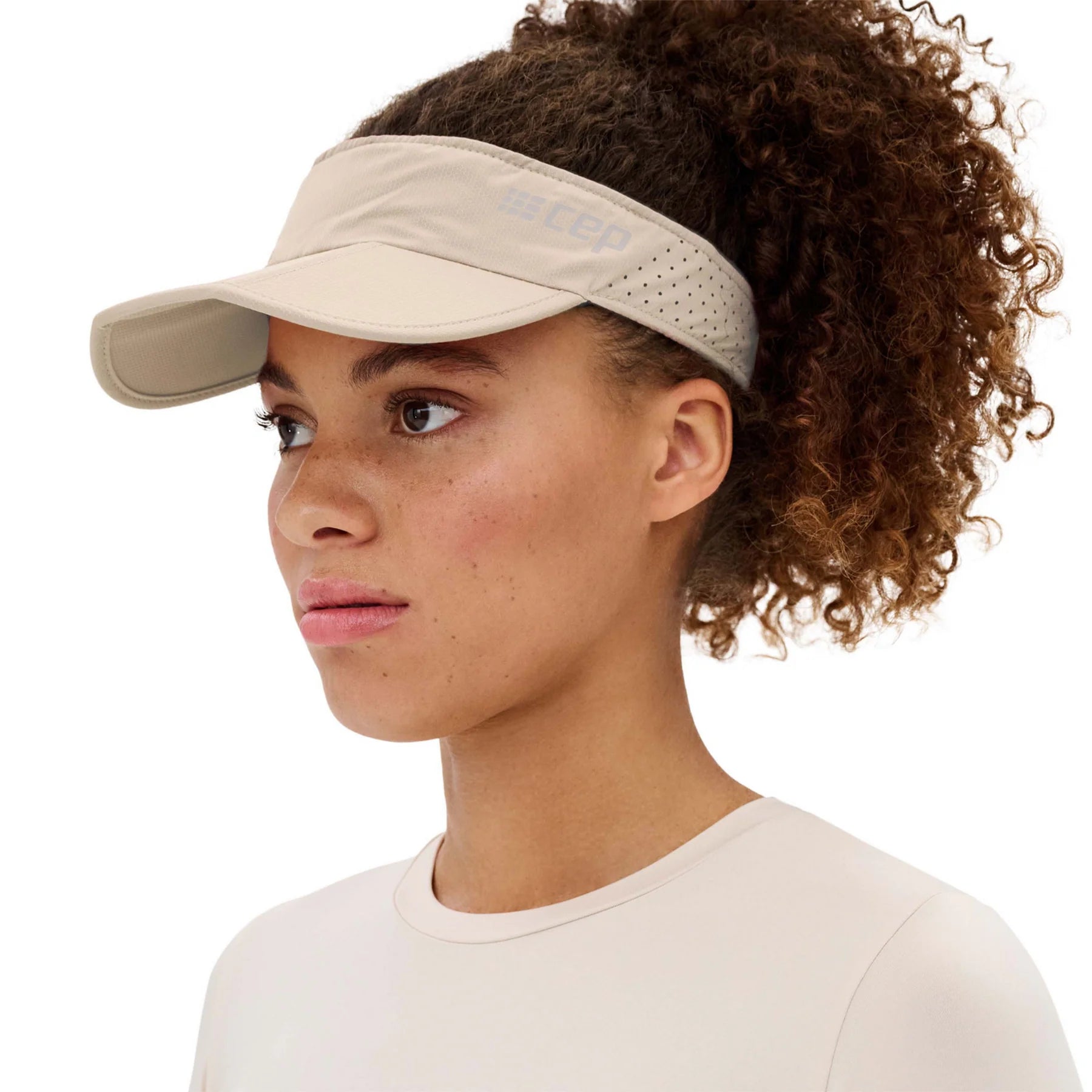 CEP Unisex Running Visor - Breathable & Lightweight Sun Protection for Men & Women - Ideal for Jogging, Hiking & Outdoor Sports (Cream)