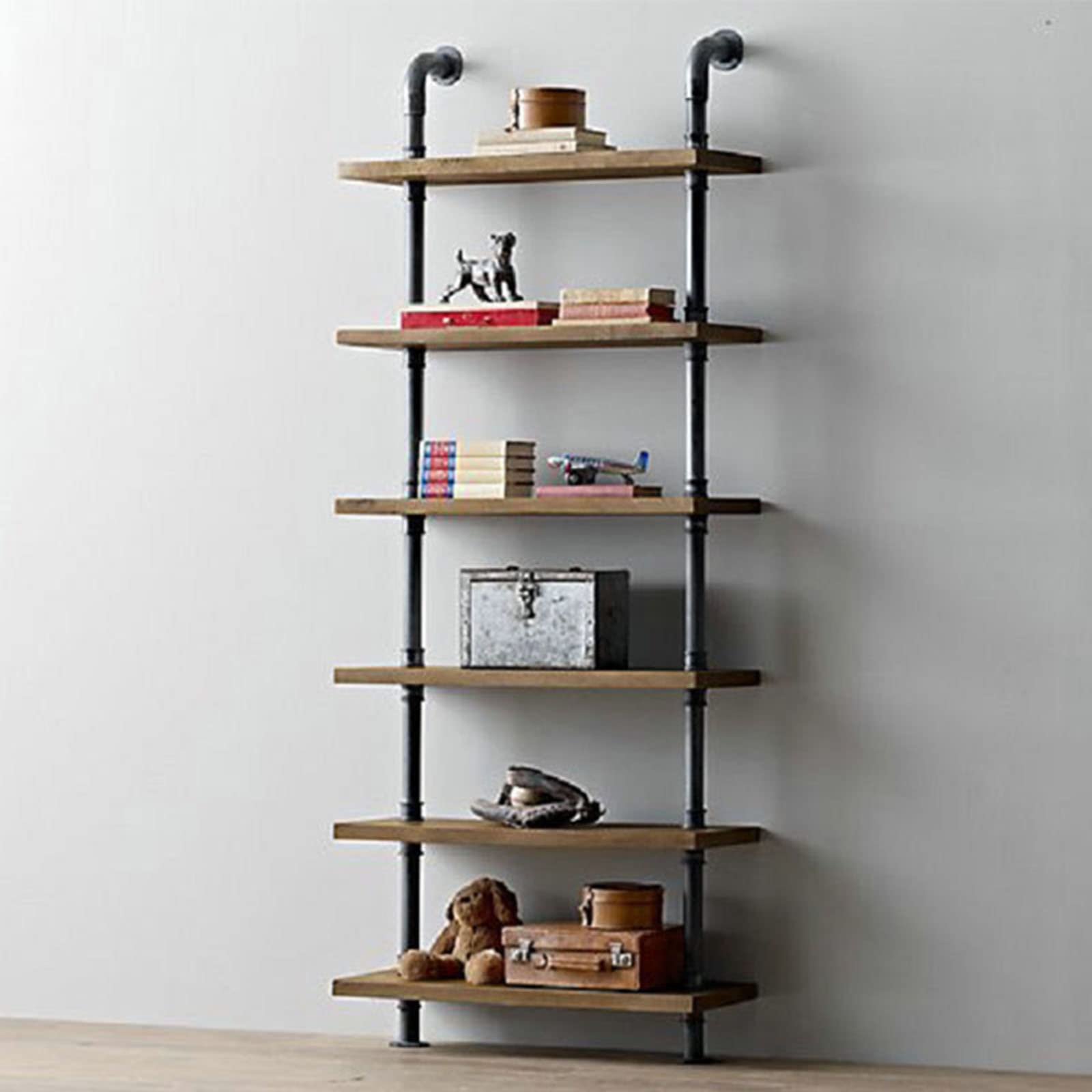 Black Solid Steel Pipe Shelf Bracket - Heavy Duty Floating Shelf Supports for Wood Shelves - Rustic Industrial Pipe Decor - Perfect for Living Room, Kitchen, Bedroom & Home Office Organization
