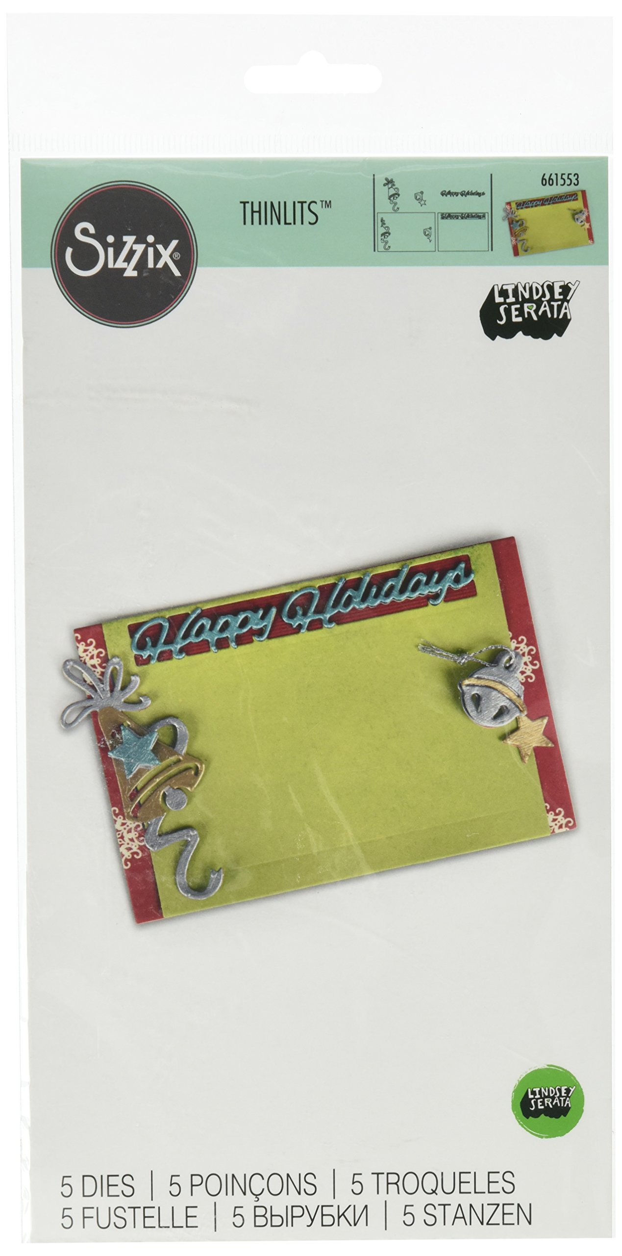 Sizzix 661553 Thinlits Die Set - 5-Pack Holiday Gift Card Holders for Christmas, Birthday & Special Occasions | Crafting, Scrapbooking & DIY Greeting Cards by Lindsey Serata
