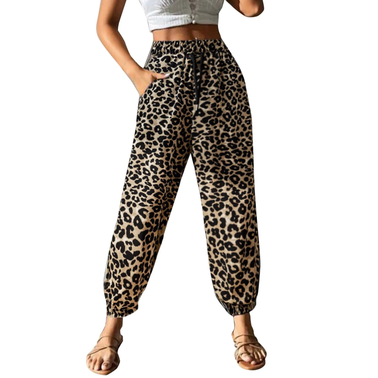 Women's Casual Printed Bungee Pants - Wide Leg Harem Pants & Flare Leggings for Yoga, Lounge & Boho Fashion Outfits