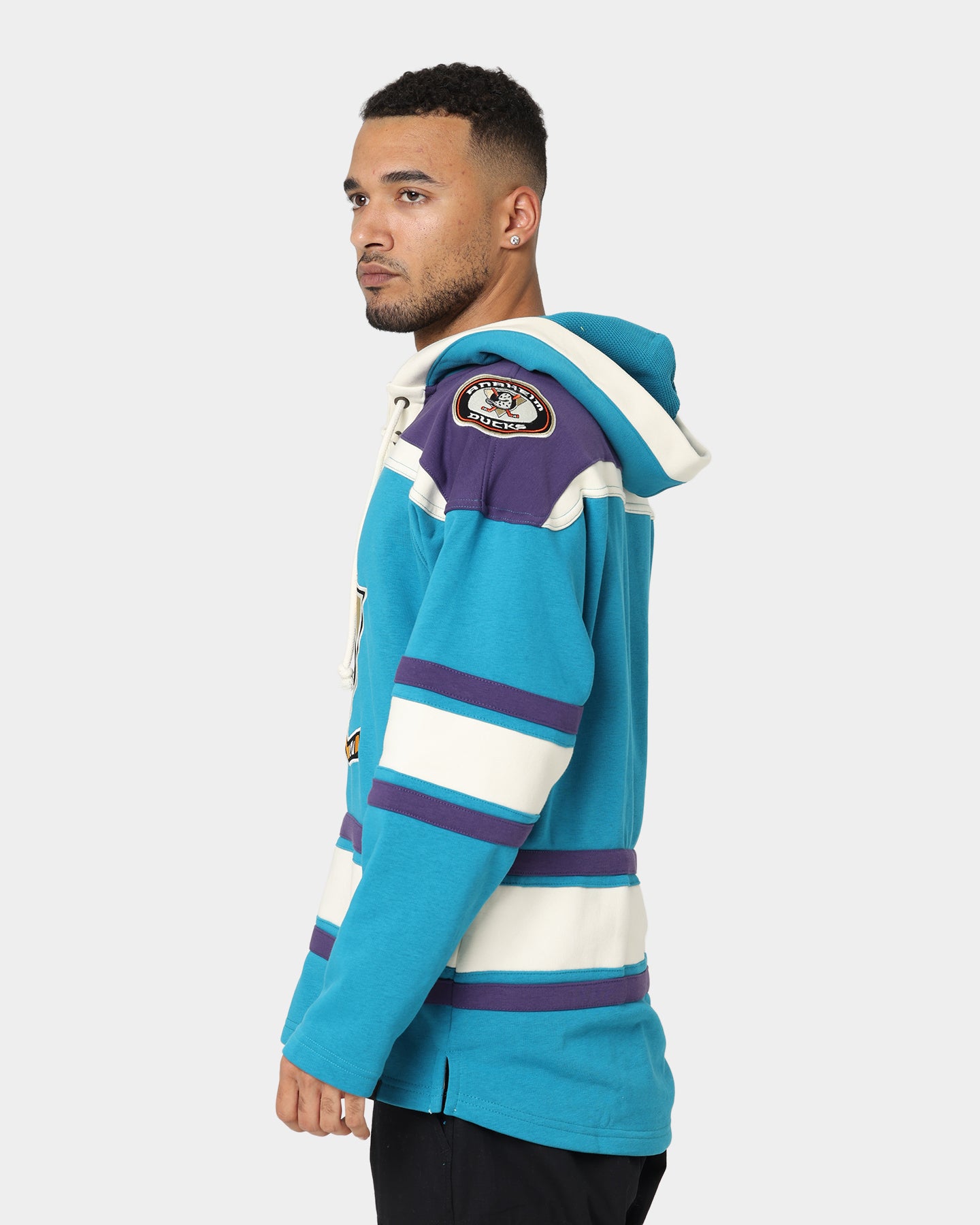 47 Brand Anaheim Ducks Lacer Hoodie - Purple & Sharks Teal - Men's NHL Hockey Pullover Sweatshirt for Game Day & Casual Wear