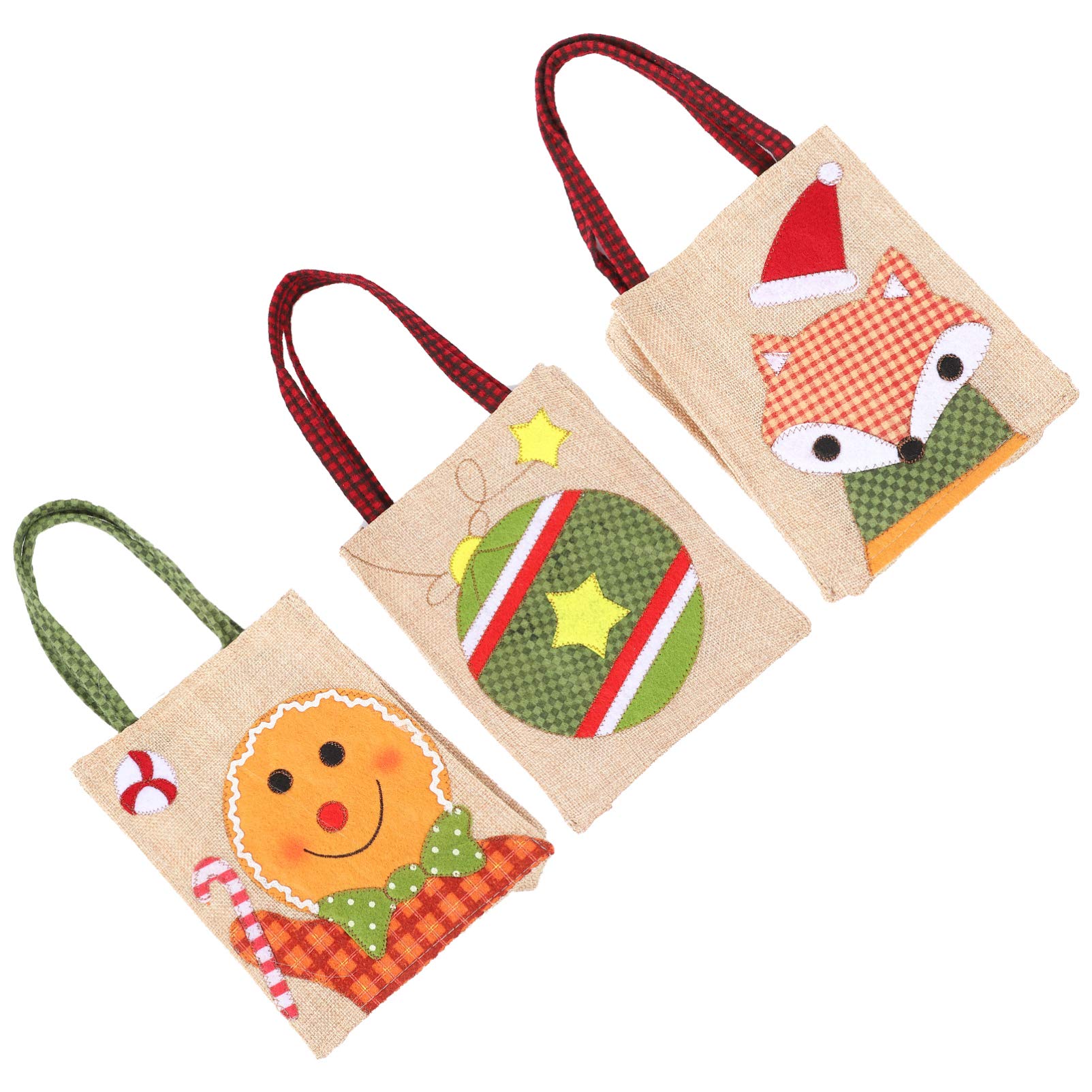 PRETYZOOM 3-Piece Christmas Burlap Gift Bags Set - Eco-Friendly Linen Treat Totes for Holiday Candy, Party Favors & Gifts - Perfect for Xmas Celebrations, Stocking Stuffers & Festive Gatherings