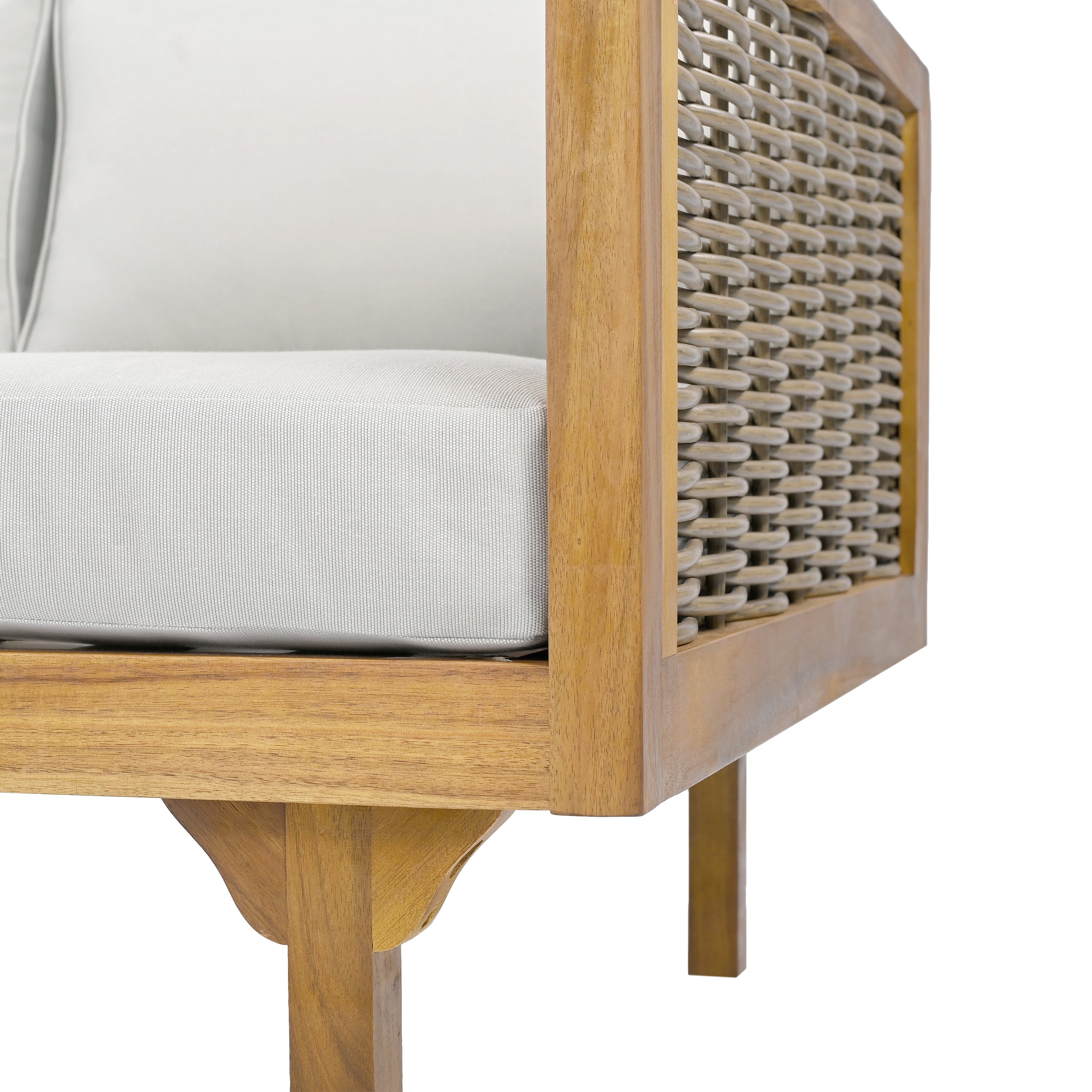 CLAREMONT 3-Seater Rattan Arm Daybed with Light Grey Cushion - Perfect for Patio, Sunroom or Outdoor Lounge Relaxation
