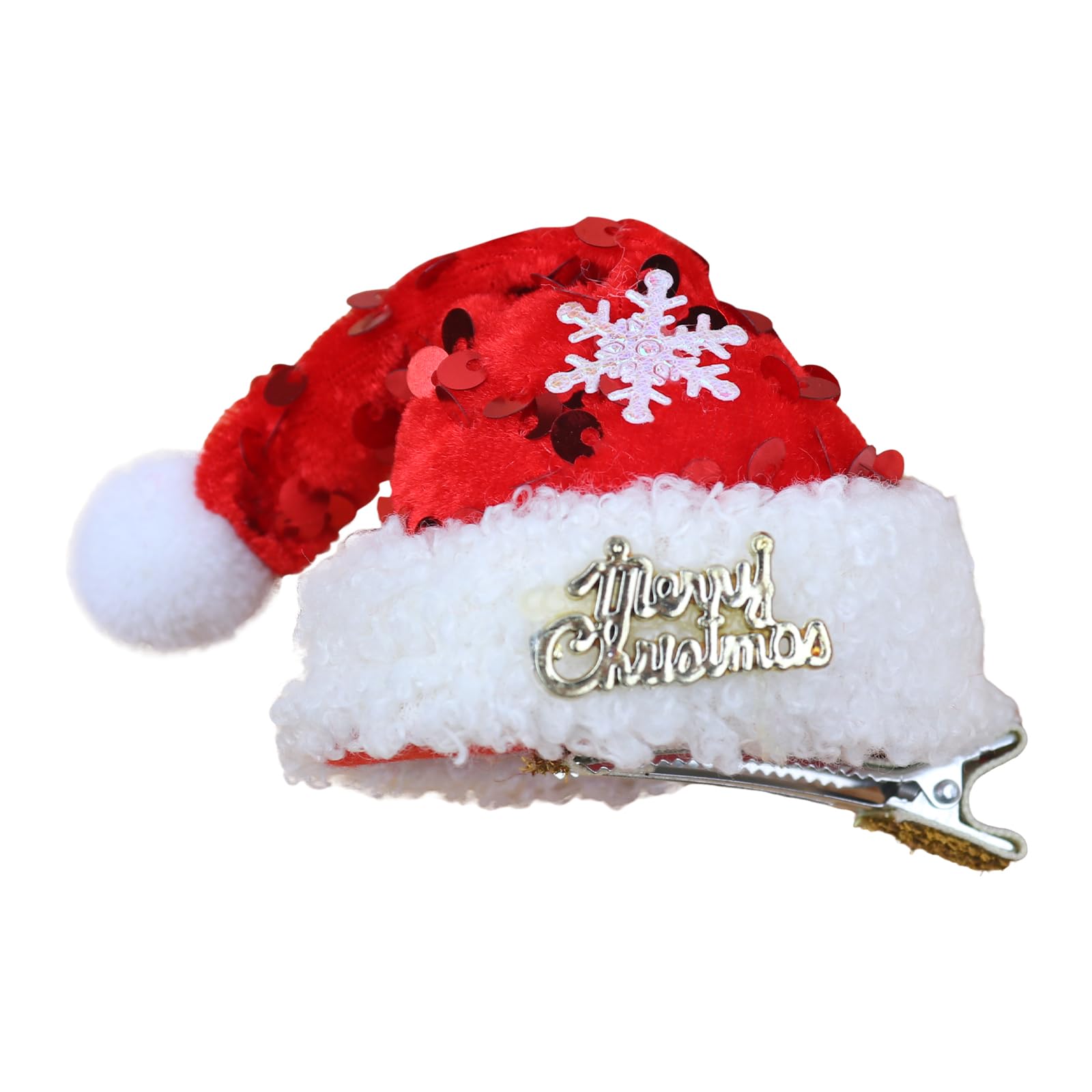 Festive Santa Hat Hair Clips with Snowflakes for Women & Girls - Christmas Party & Cosplay Accessories