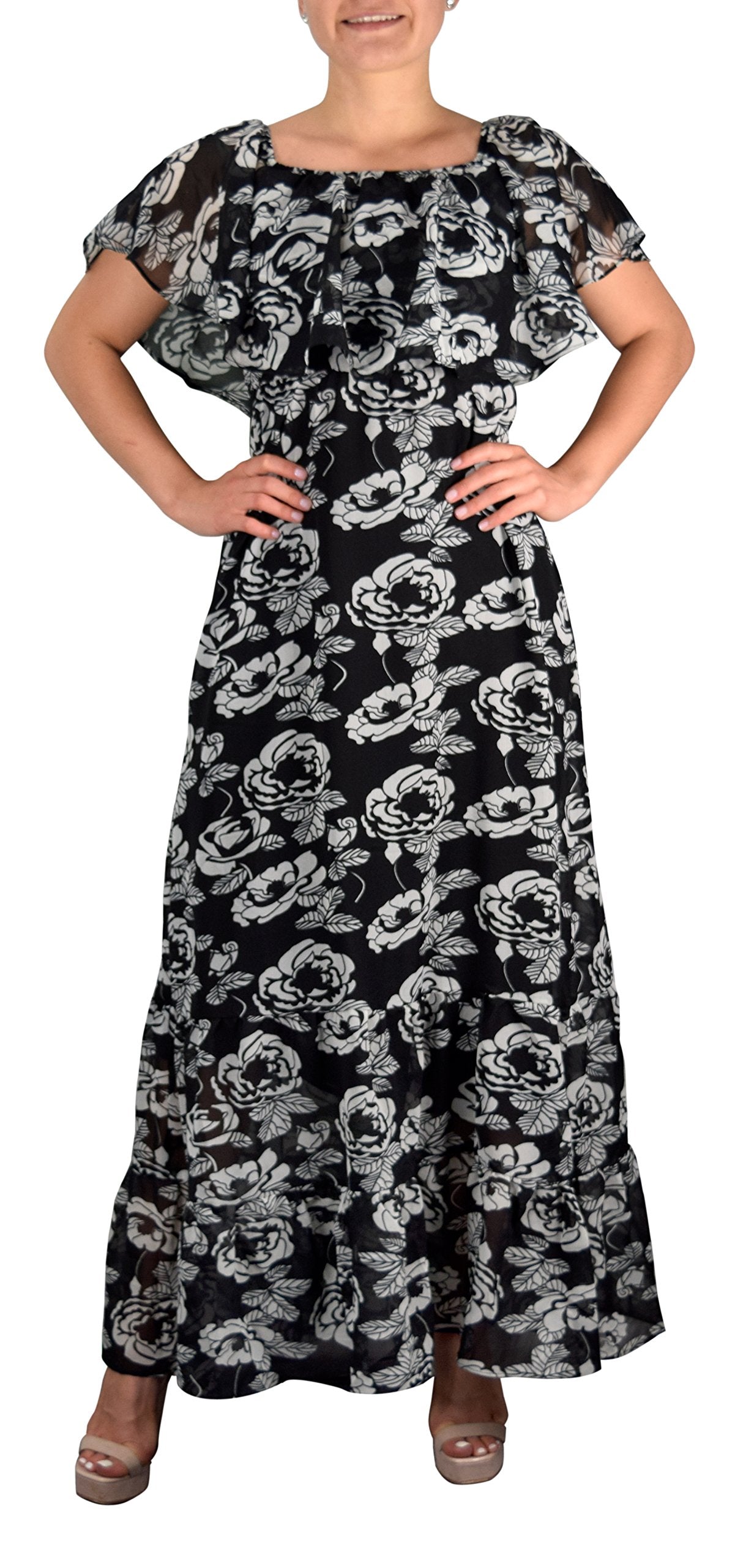 Women's Bohemian Floral Maxi Dress - Vintage Summer Long Dress for Beach, Music Festivals & Casual Outings