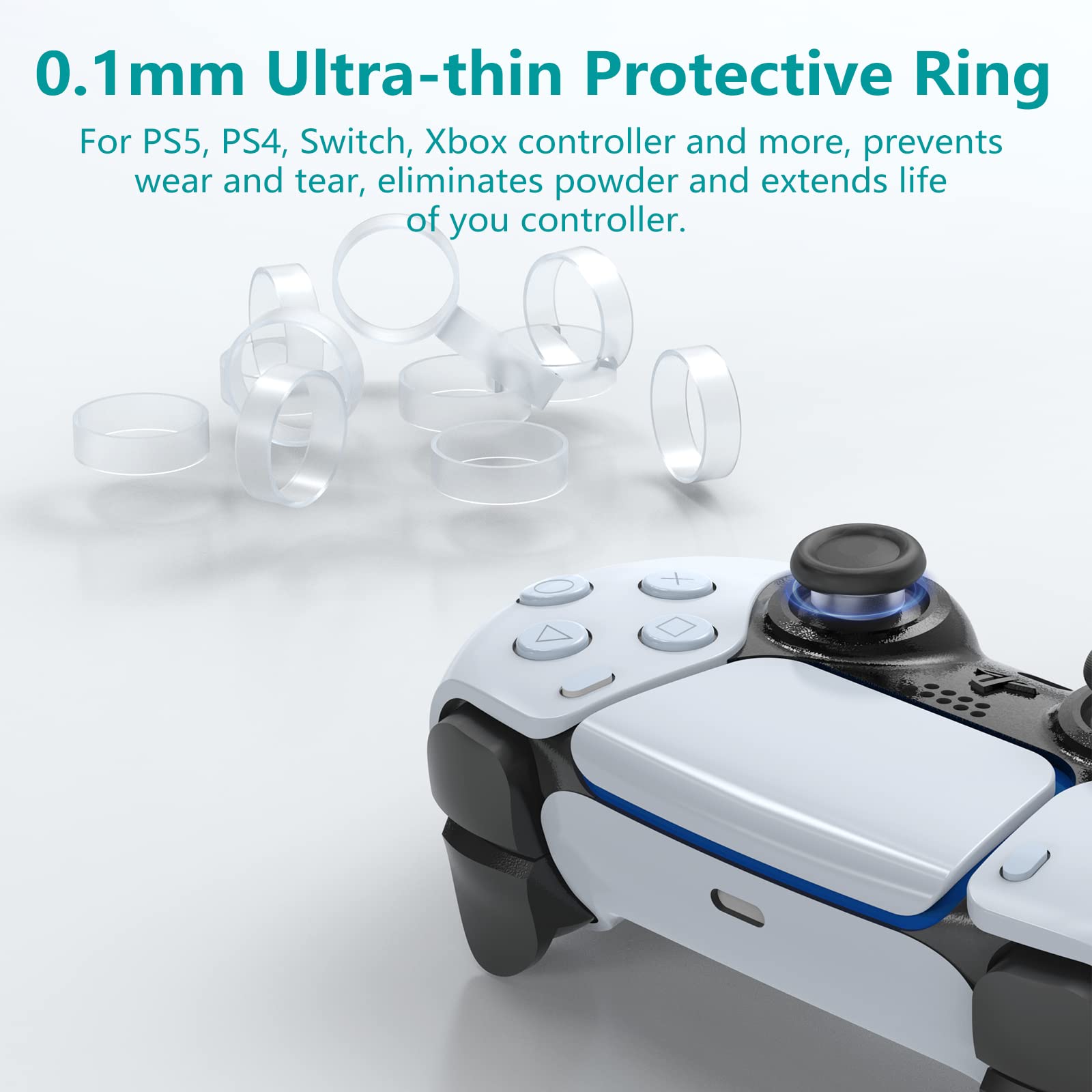 AOLION PS5 Controller Joystick Replacement Kit - 3D Thumbstick Module, 4 Joysticks, 10 Protective Rings (51 PCS) Compatible with Playstation 5 DualSense Controller (Blue) - Perfect for Gaming Repair & Controller Maintenance