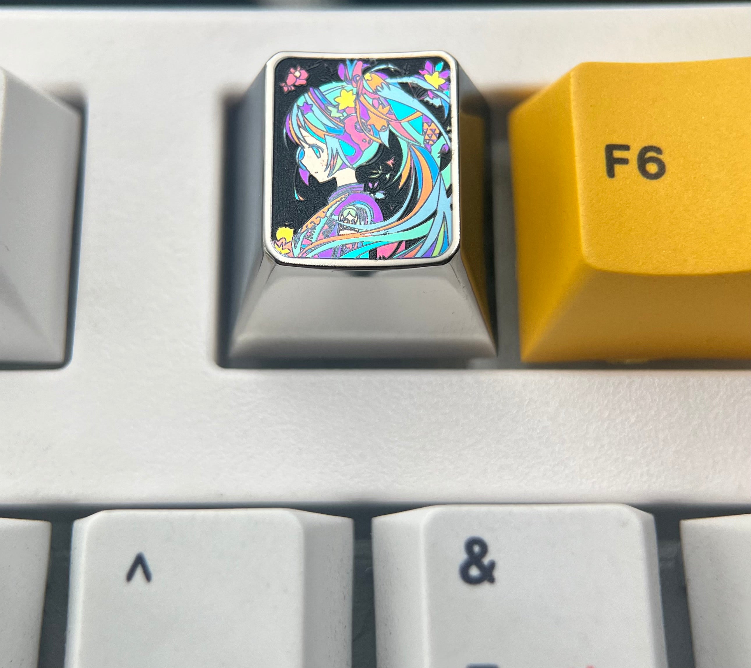 Hatsune Miku Titanium Alloy 1U Metal Anime Keycap - Custom Mechanical Keyboard Keycap for Gaming, Typing & PC Setup - Perfect for Anime Fans, Cosplay & Gamer Decorations