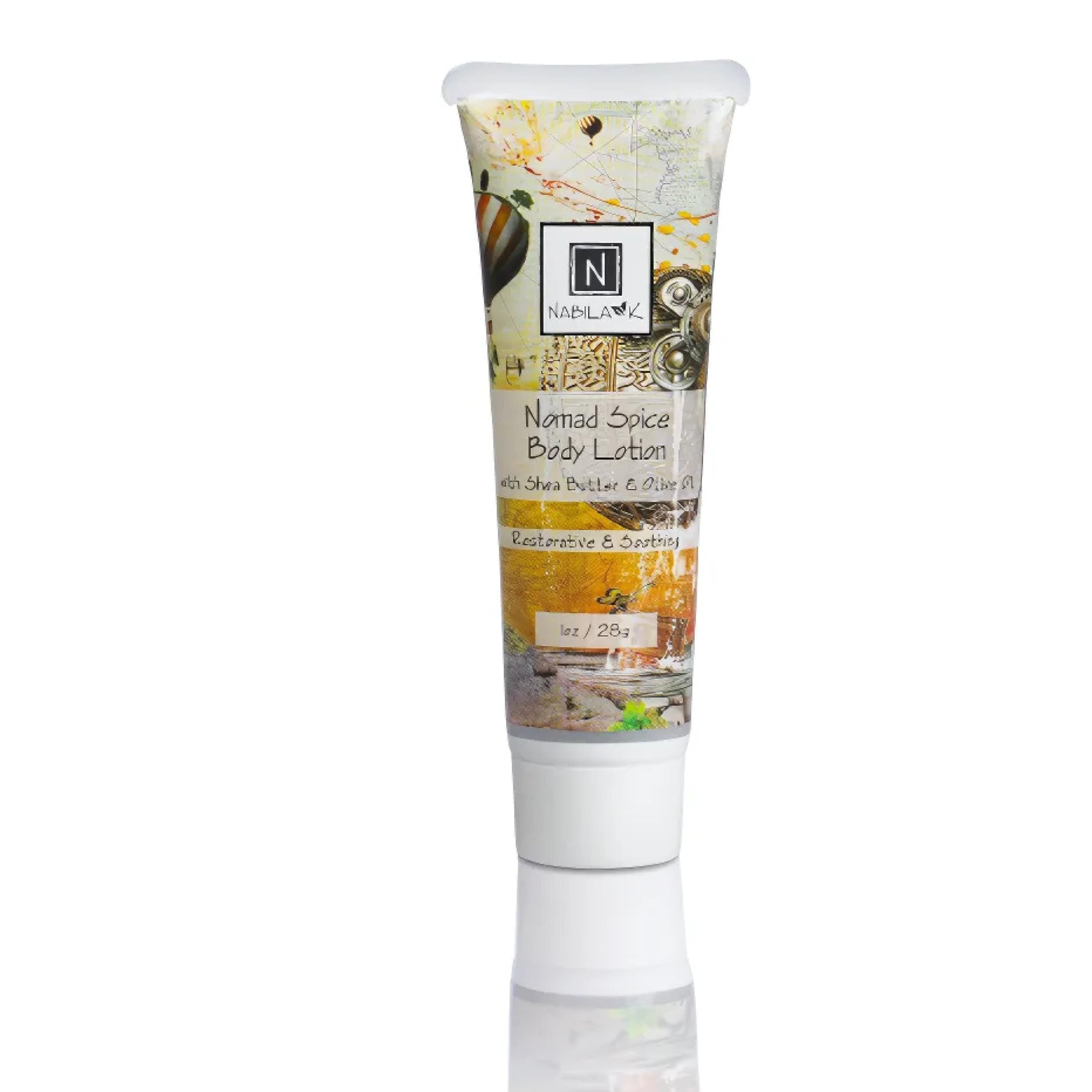 Nomad Spice Body Lotion - Natural Moisturizer with Aloe Vera, Shea Butter & Olive Oil for Dry Skin - Hydrating Hand, Foot & Body Cream - 1 oz Travel Size - Perfect for Daily Use, Gifts & On-the-Go Hydration