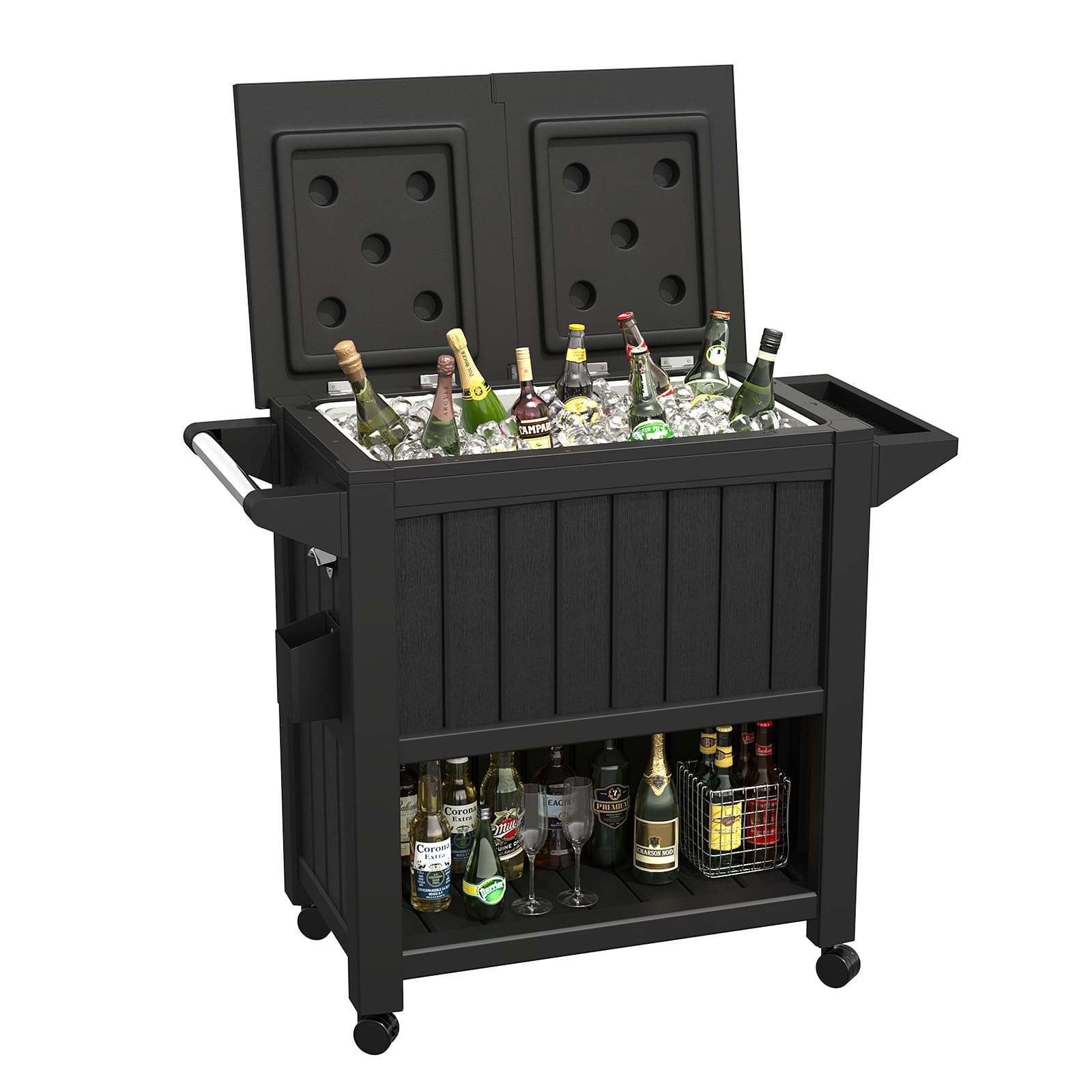 AMOPATIO 85-Quart Outdoor Cooler Cart with Wheels - Portable Rolling Ice Chest with Handles for Camping, Beach, BBQ, Tailgating & Pool Parties - Heavy Duty Patio Cooler for Backyard, Picnics & Outdoor Events
