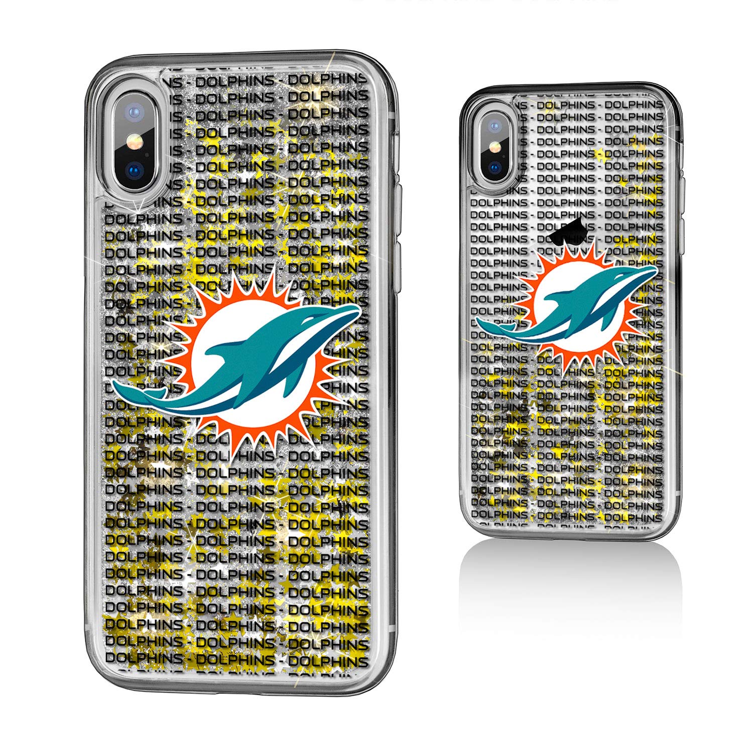 Miami Dolphins Glitter iPhone Case - Durable Protective Cover with Text Backdrop Design for iPhone 13/14/15 Pro Max - Perfect for Football Games, Tailgating & Dolphins Fan Gifts