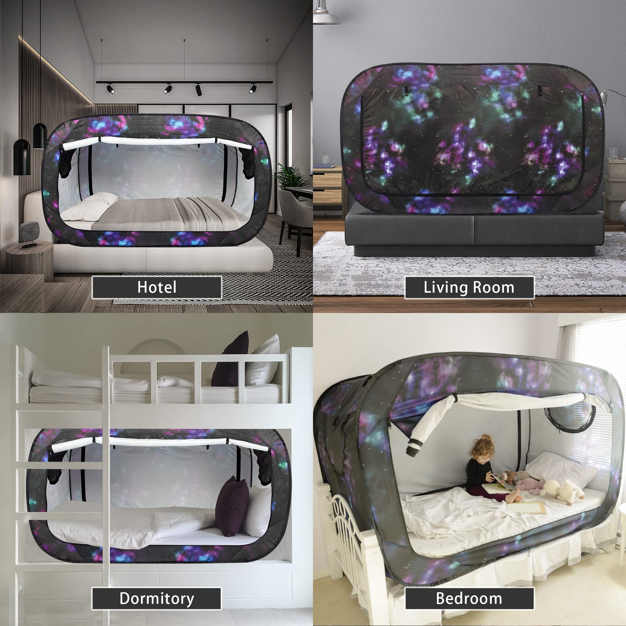 Portable Bed Tent Canopy for Kids & Adults - Breathable Indoor Sleeping Tent with 2 Doors, Privacy Space for Bedroom, Camping & Relaxation
