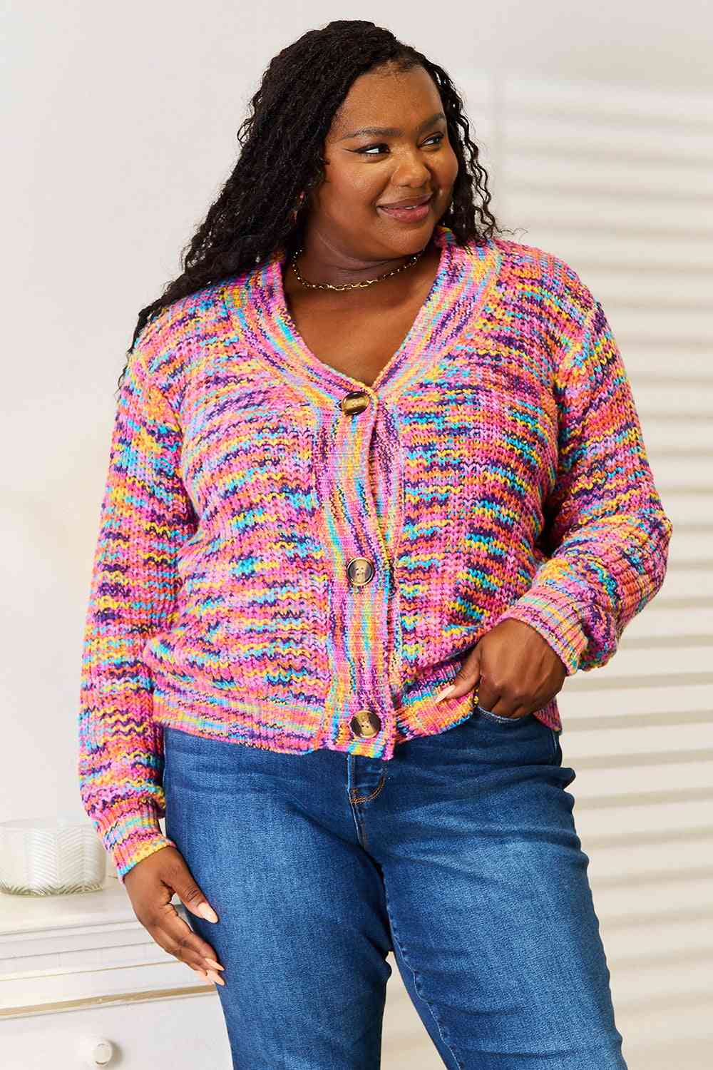 Stylish Multi-Color V-Neck Long Sleeve Cardigan Sweater for Women | Soft & Comfortable Knitwear | Perfect for Office, Casual Outfits & Fall Layering