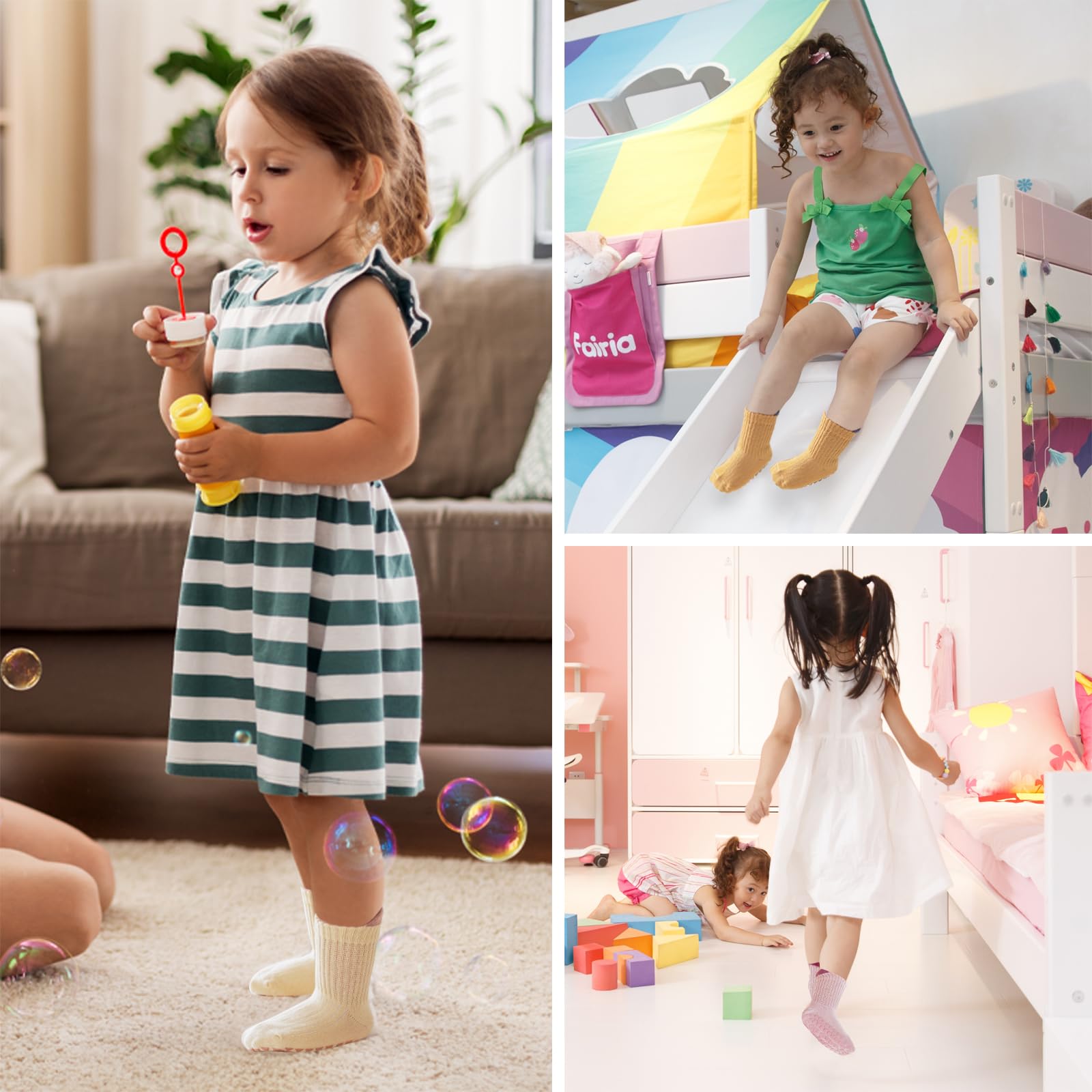 6 Pairs Non-Slip Toddler Socks with Grips - Breathable Baby Ankle Socks for 12-18 Months - Perfect for Crawling, Walking & Playtime