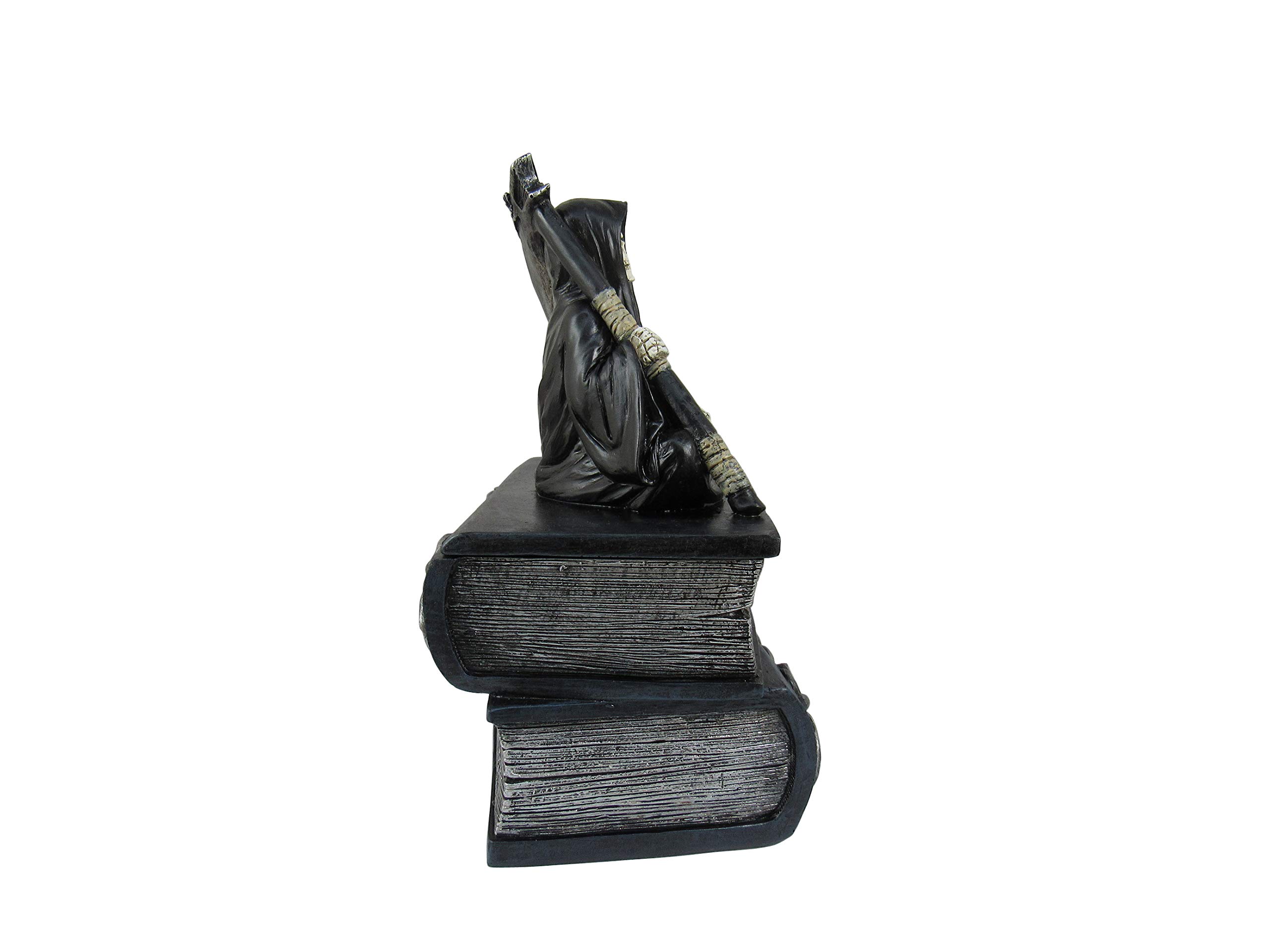 DWK Grim Reaper Halloween Decor Box with Lid - 8 Inch Gothic Bookshelf & Jewelry Storage | Perfect for Spooky Home Decor, Goth Accessories Organization, and Halloween Party Decoration