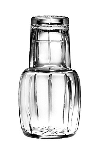 Premium European Handmade Crystal Water Carafe Set with 25oz Tumbler Glass - Elegant Bedside Night Drinkware for Home, Hotel & Gift Giving