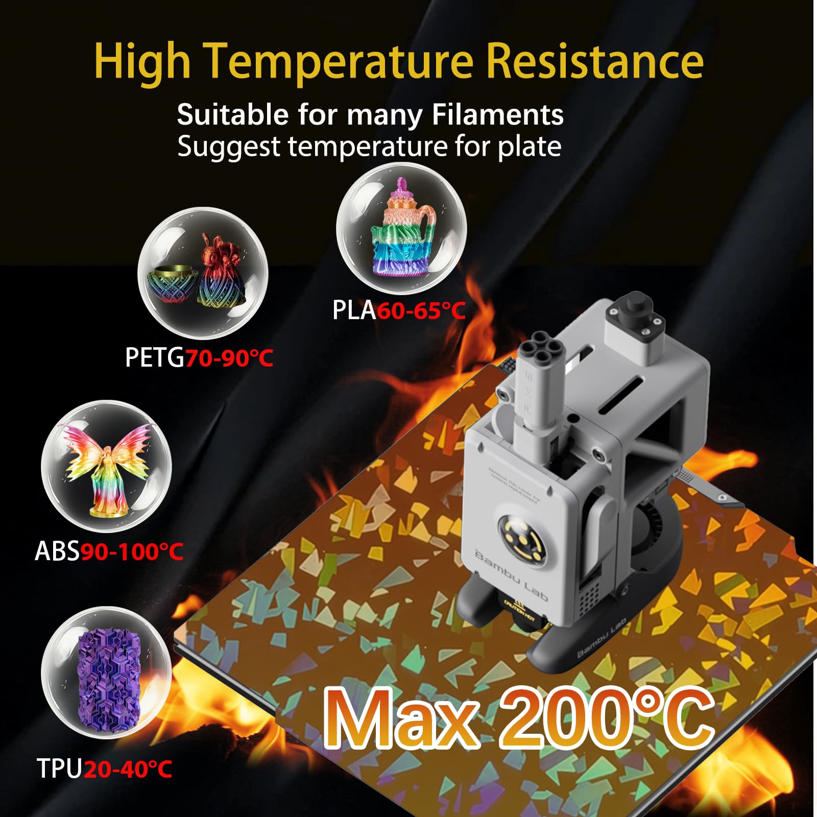 Upgraded PEY Build Plate for Bambu Lab A1 Mini | Smooth Star & Flake Spring Steel Plate | Double-Sided Flexible PEY Sheet | 184x184mm | Perfect for Bambu Labs 3D Printers | Ideal for High-Precision Printing & Easy Model Removal