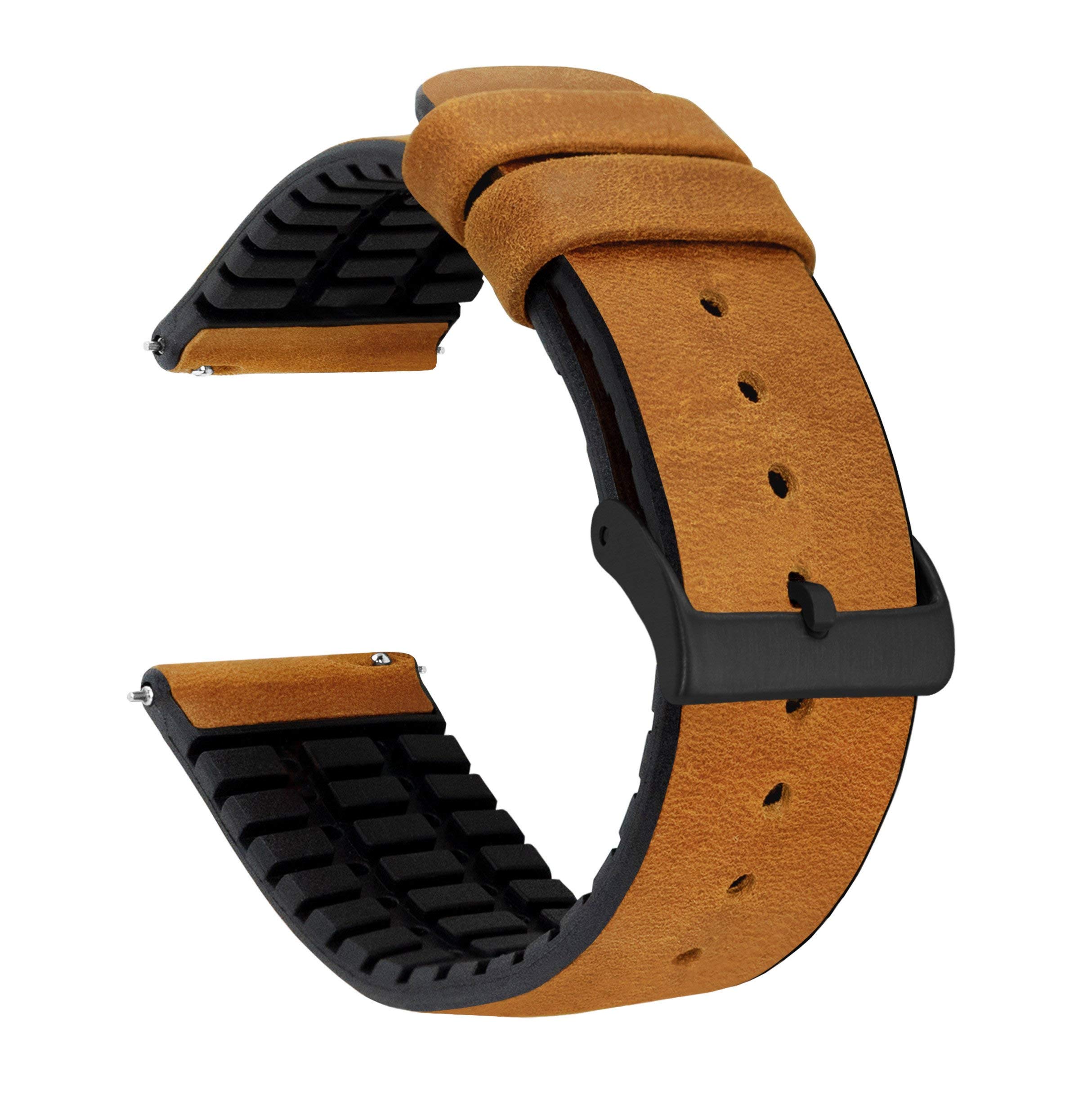 Barton Leather Rubber Hybrid Watch Straps - Quick Release 18-22mm for Men & Women - Casual & Dress Wear