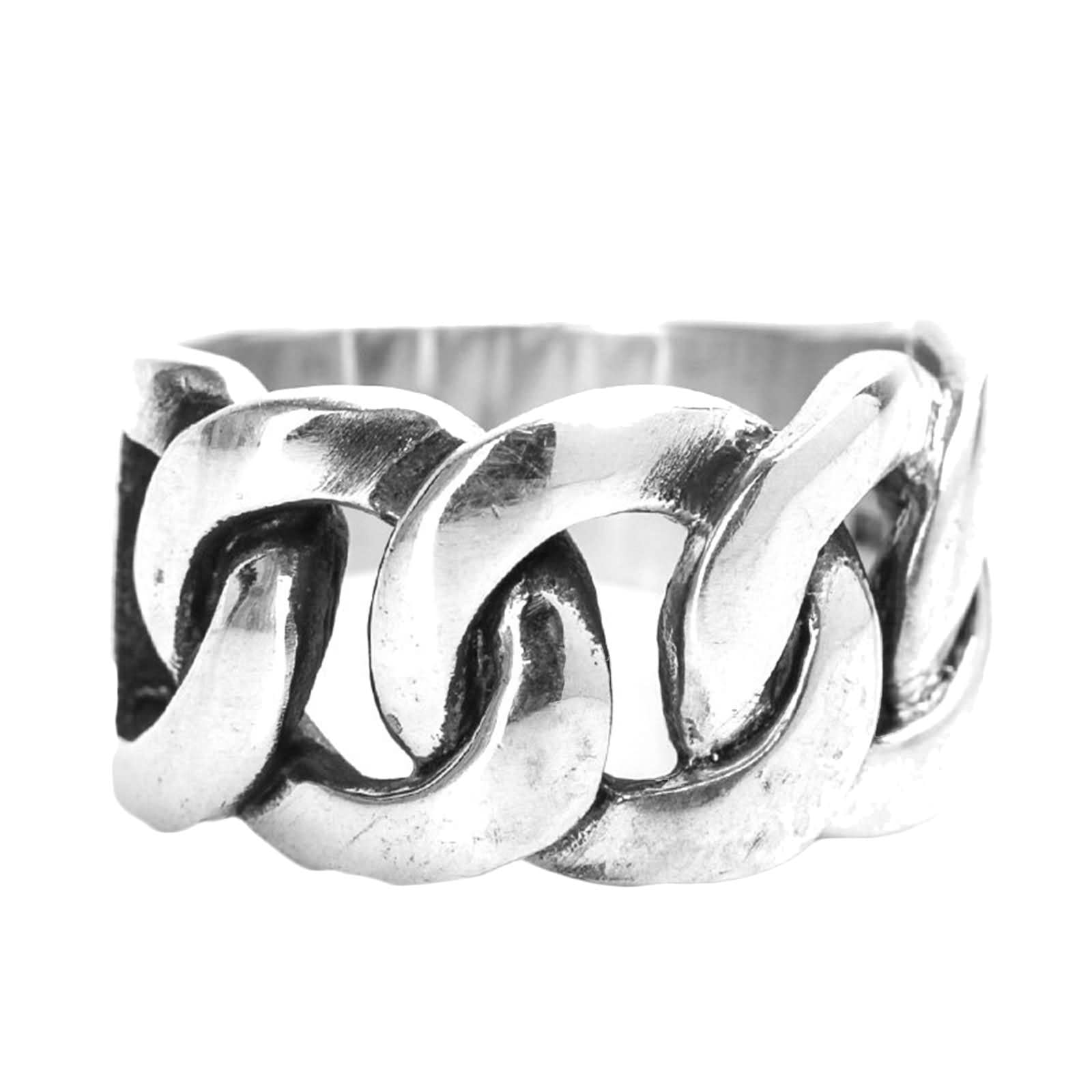 Gothic Men's Ring - 14mm Polished Chain Wedding Band in 925 Sterling Silver | Stylish & Durable for Everyday Wear, Gifts & Special Occasions