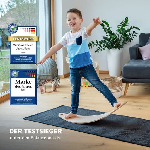 WAHU Wooden Balance Board - Rocker Roller Surf Balance Board for Kids & Adults - 100% Natural Wood - Improve Balance & Core Strength - Perfect for Surf Training, Yoga & Fitness at Home