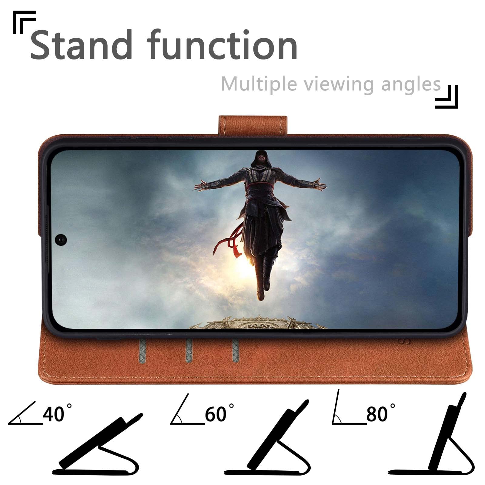 RFID Blocking Wallet Phone Case for Samsung Galaxy S22 Ultra - Credit Card Holder & Flip Folio Book Cover with Shockproof Protection (Light Brown) - Perfect for Travel, Work, and Everyday Use