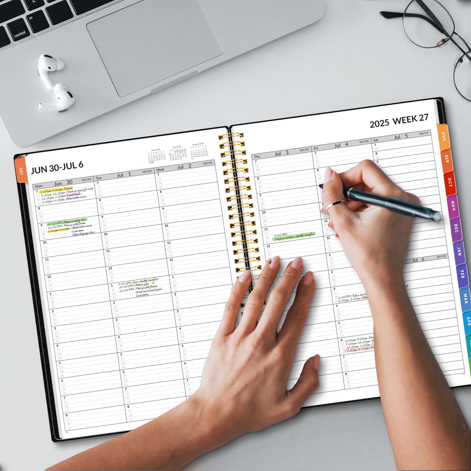 SUNEE 2025-2026 Academic Planner - Weekly & Monthly Appointment Book with Quarter-Hourly Scheduling from July 2025 to June 2026, 8.5