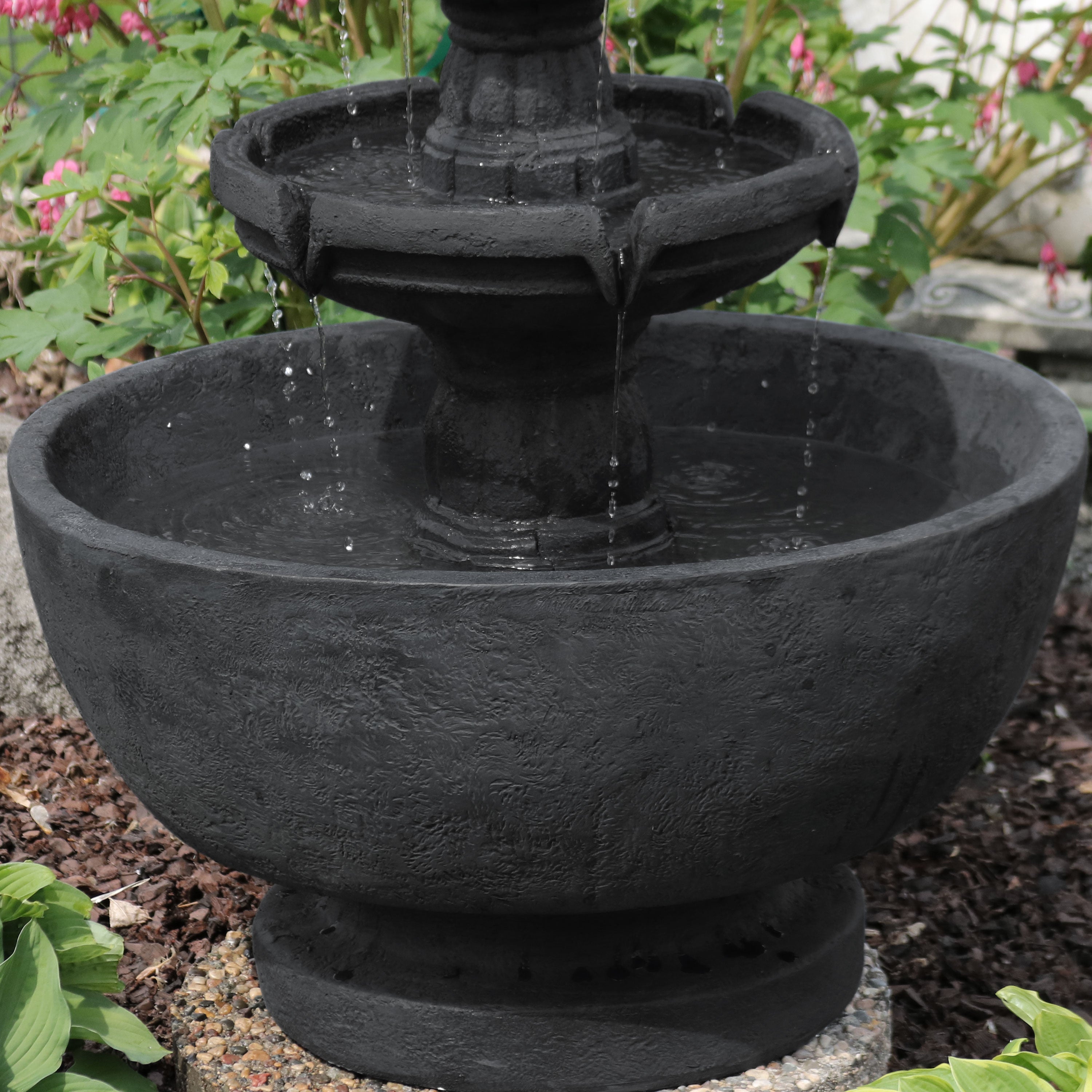 Sunnydaze Budding Fruition 3-Tier Outdoor Water Fountain - 34 Inch Height, Garden Decor, Patio Fountain for Backyard, Porch, and Landscaping
