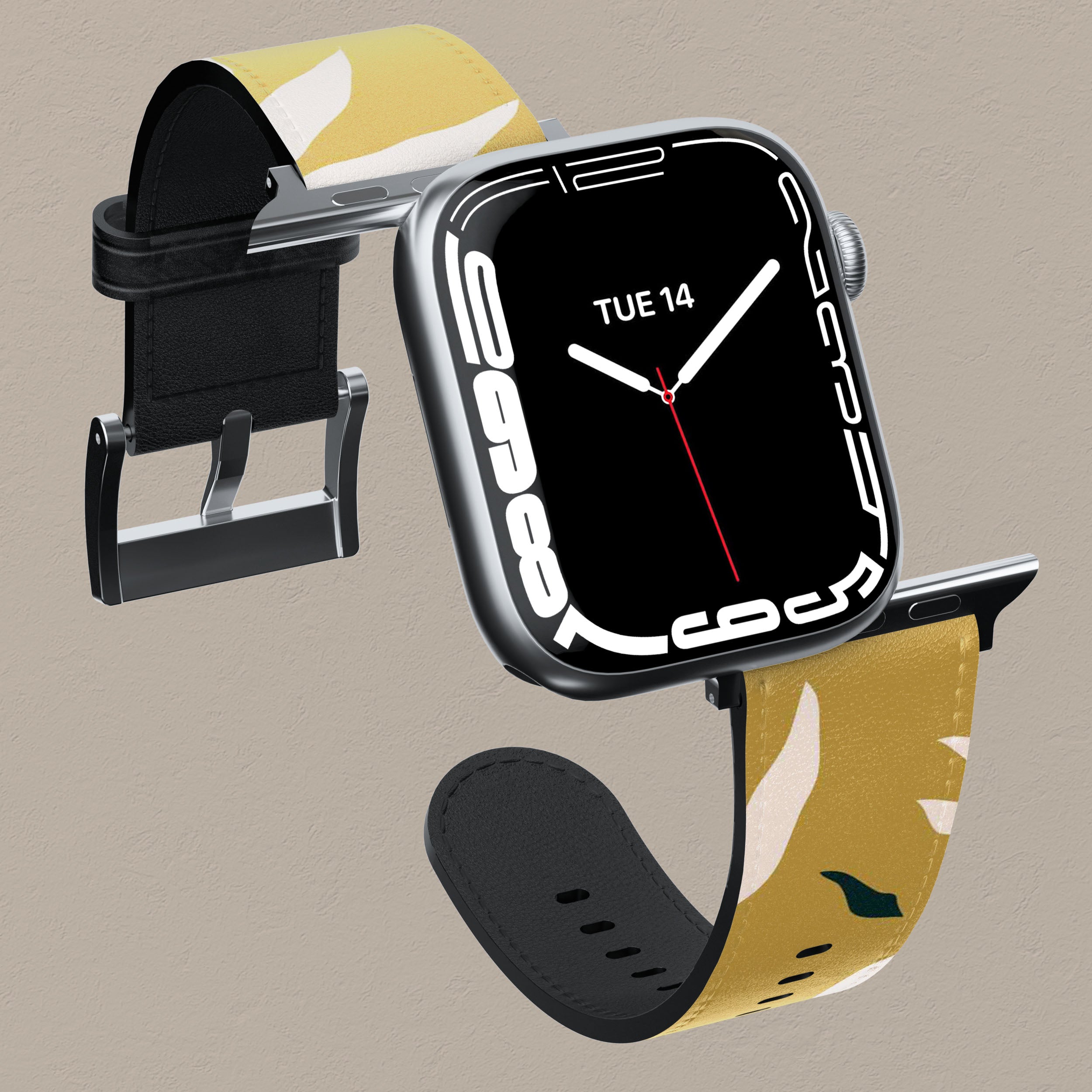 Burnt Yellow Floral Apple Watch Band - Soft Silicone Strap for Apple Watch Series 8/7/6/5/4/SE, Stylish & Comfortable for Women & Men - Perfect for Workouts, Running, Gym & Everyday Wear